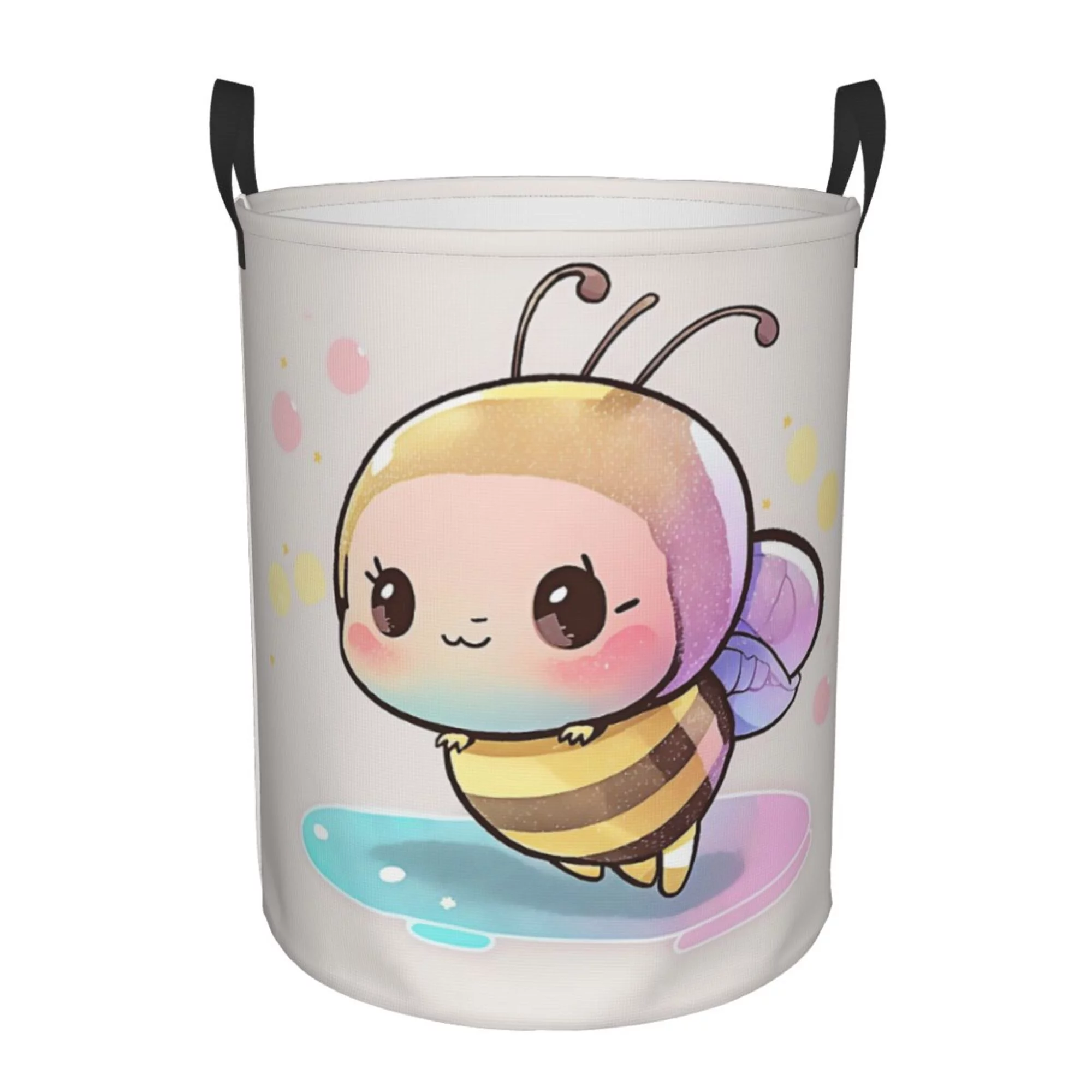 ZICANCN Laundry Basket Organizer, Cartoon Insect Bee Collapsible Hamper for Bathroom Bedroom Laundry Room, Medium Size