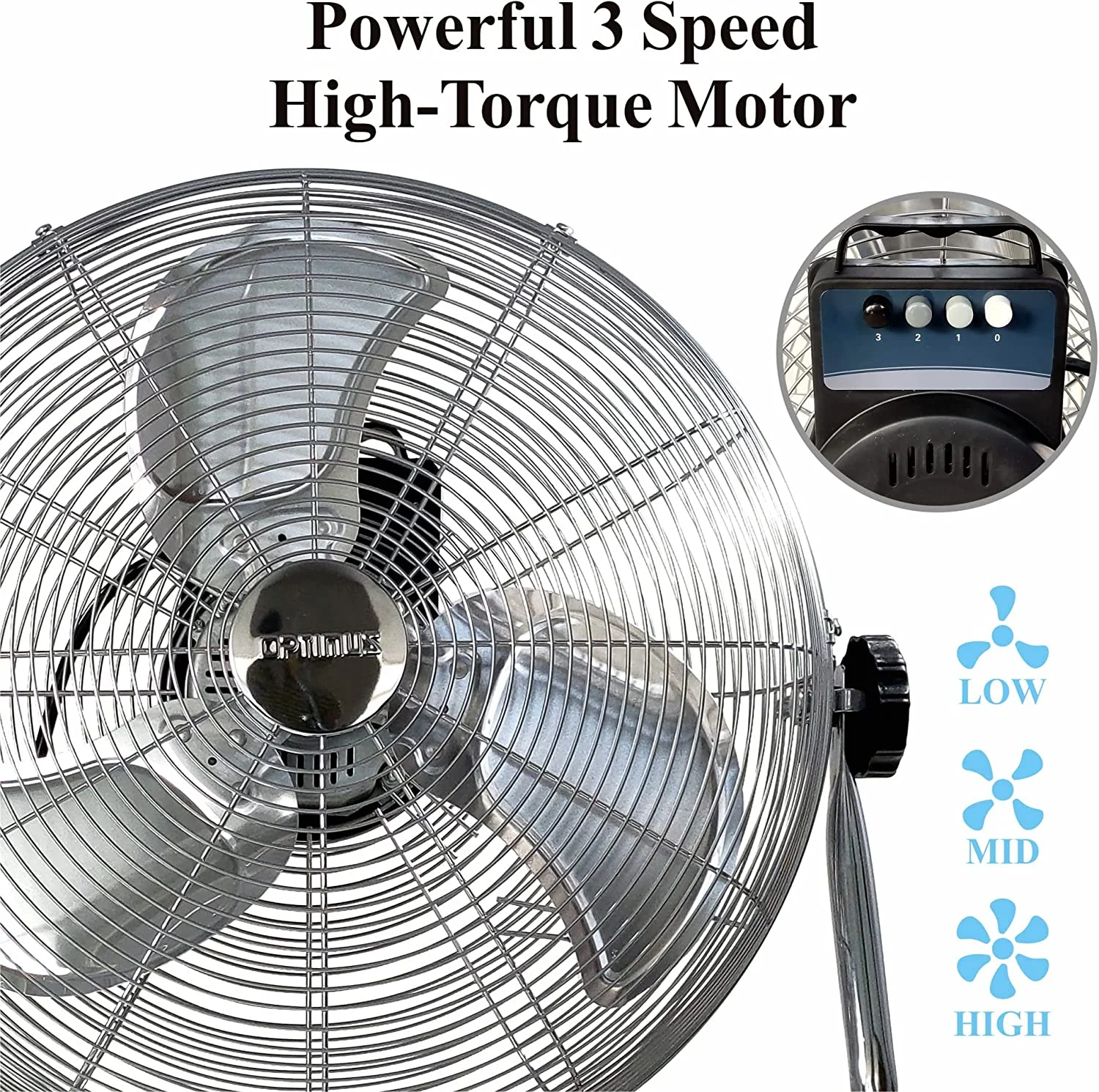 Industrial Grade 3-Speed High-Velocity Fan, 18 Inches, Chrome, F-4182