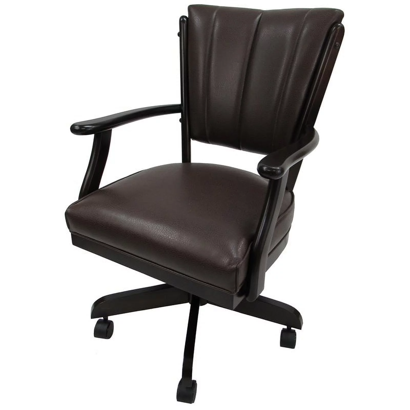 Swivel Wood Dining Caster Chair Classic on Wheels in Brown