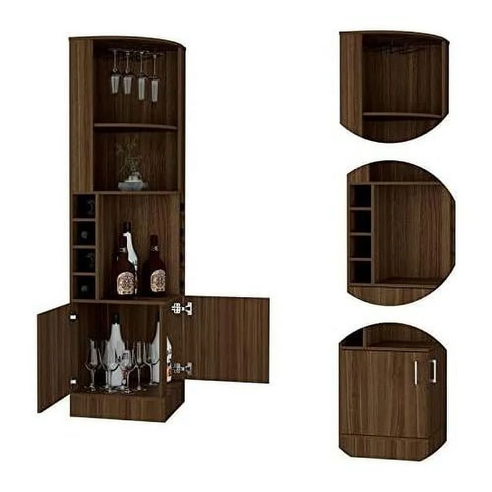 Corner Bar And Wine Cabinet In Weathered Oak