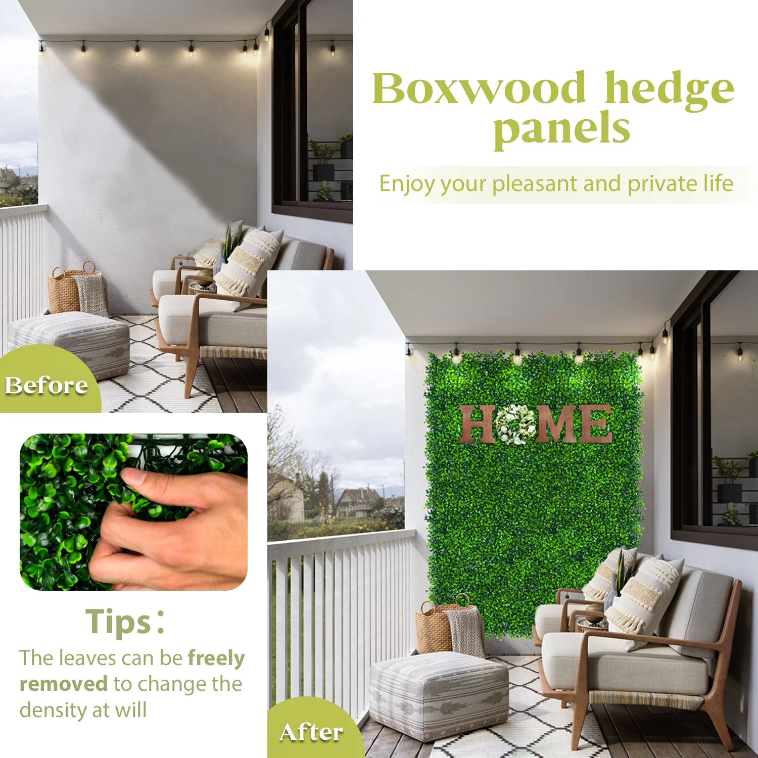 Artificial Boxwood Grass Wall 12 PCS 20”X20”Privacy Fence Panels Greenery Backdrop Wall