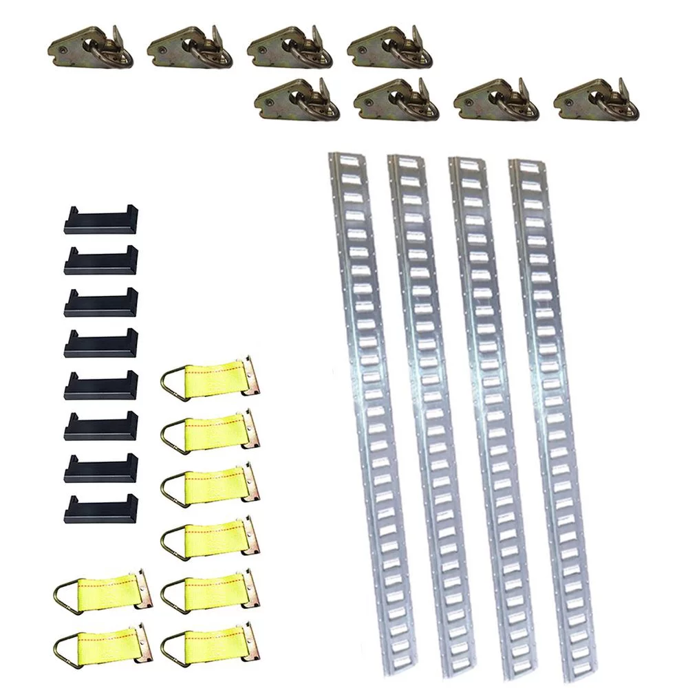 RAParts 28 Piece E-Track Kit w/8 ft E-Track Trailer Tie-Down Rails Galvanized Steel