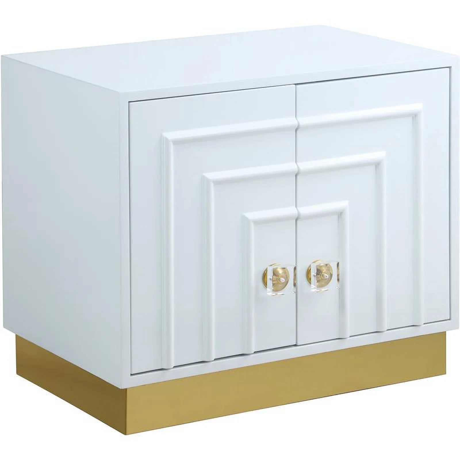 Meridian Furniture Cosmopolitan White Lacquer and Gold Side Table