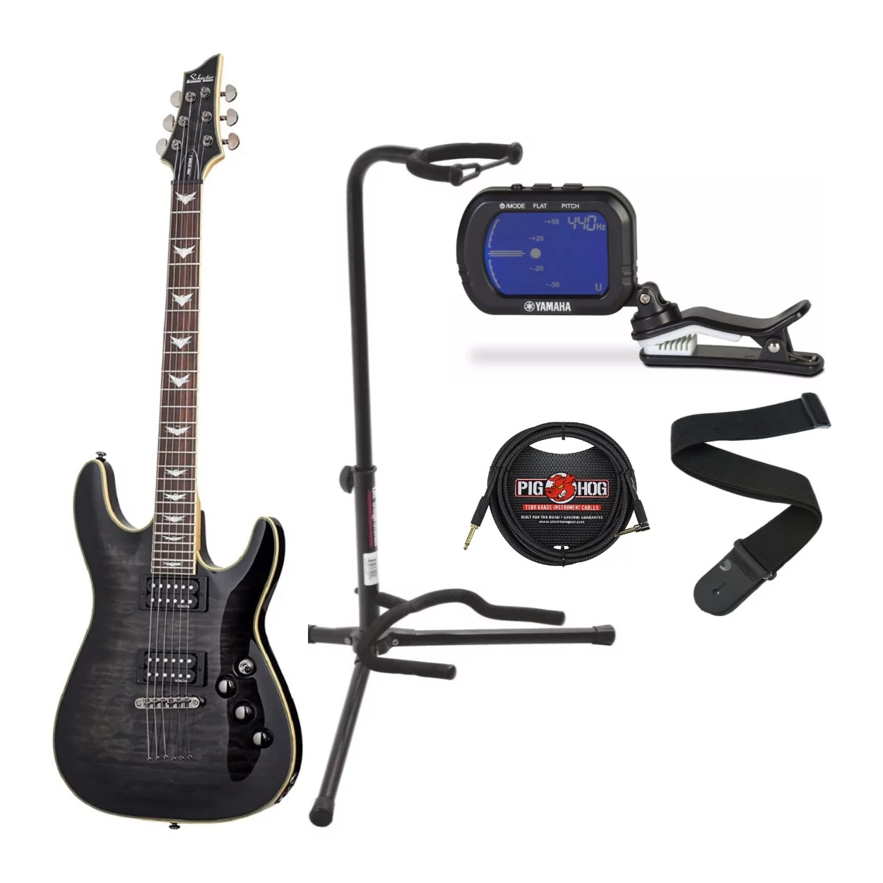 Schecter Omen Extreme 6-String Electric Guitar (See-Thru Black) Bundle