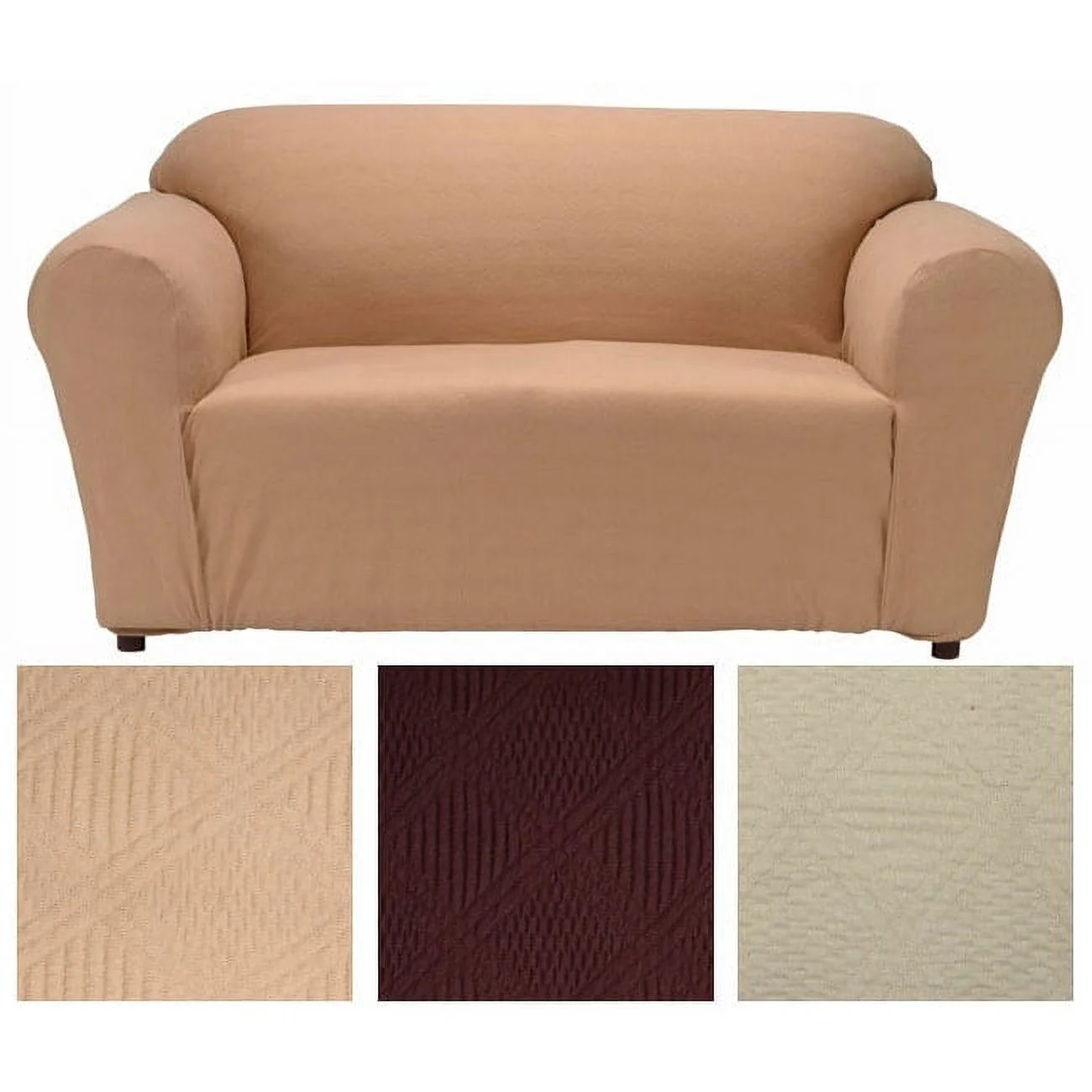 Classic Slipcovers  Double Diamond Textured Fabric Chair Slipcover Brown