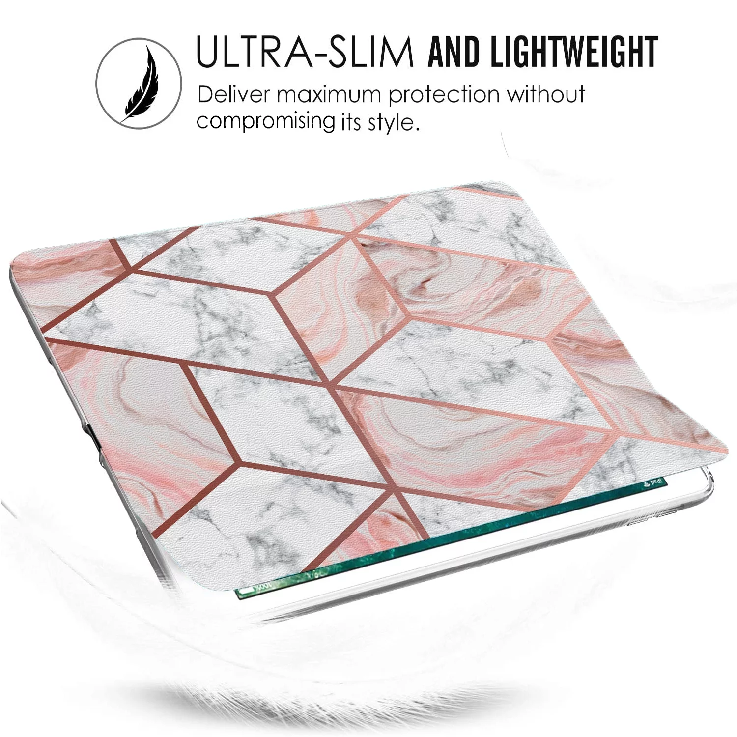 DuraSafe Cases iPad 9.7 5th 6th Gen Air 1st 2nd Gen [iPad 5 6 Air 1 2] MRJN2LL/A MR7G2LL/A MP2F2LL/A MP2G2LL/A MD785LL/A MD788LL/A MGLW2LL/A MGL12LL/A Printed Sleek design Flip Case - Marble Pink