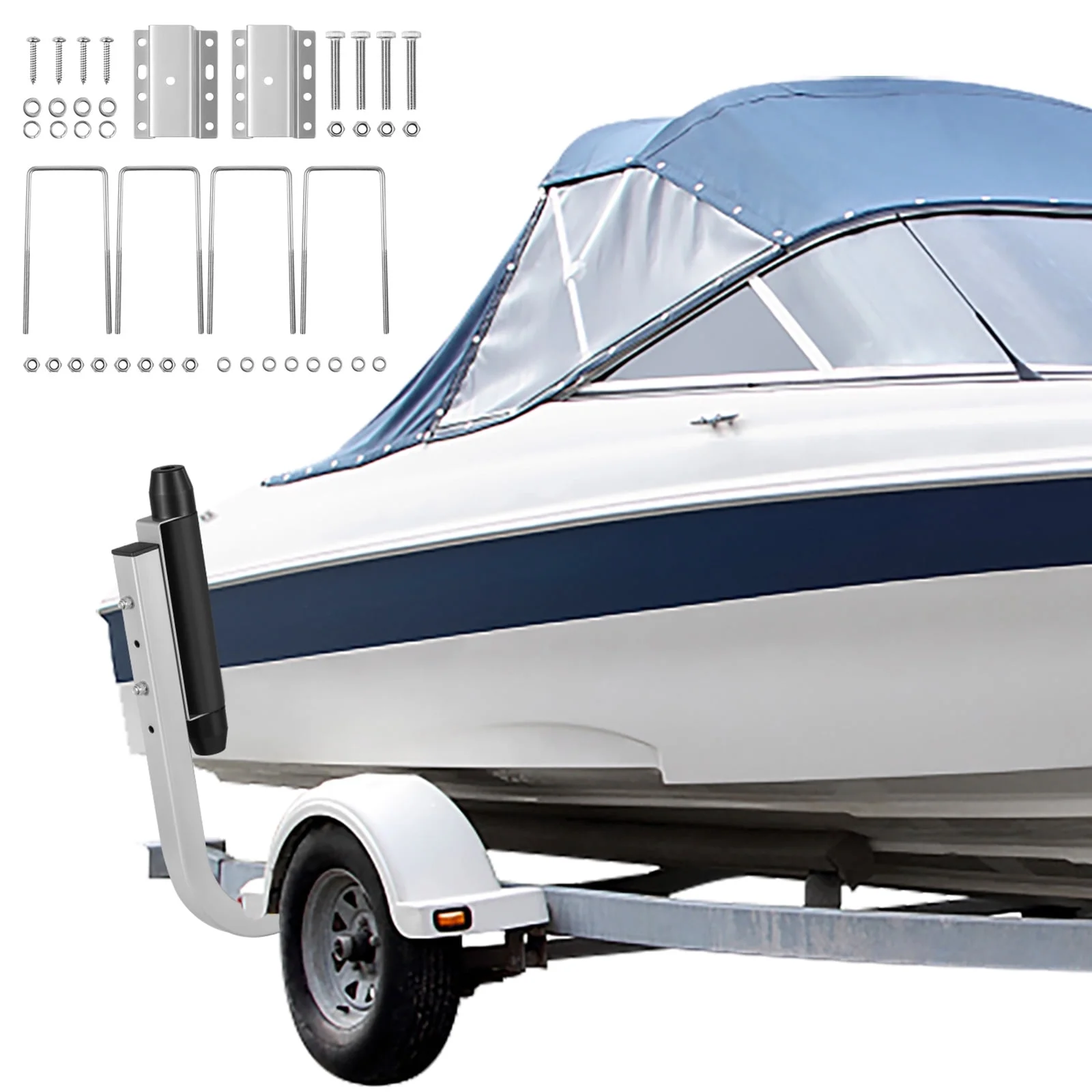 SKYSHALO One Pair Galvanized Steel Trailer Guide ons Boat Trailer Guide-on, 15.6