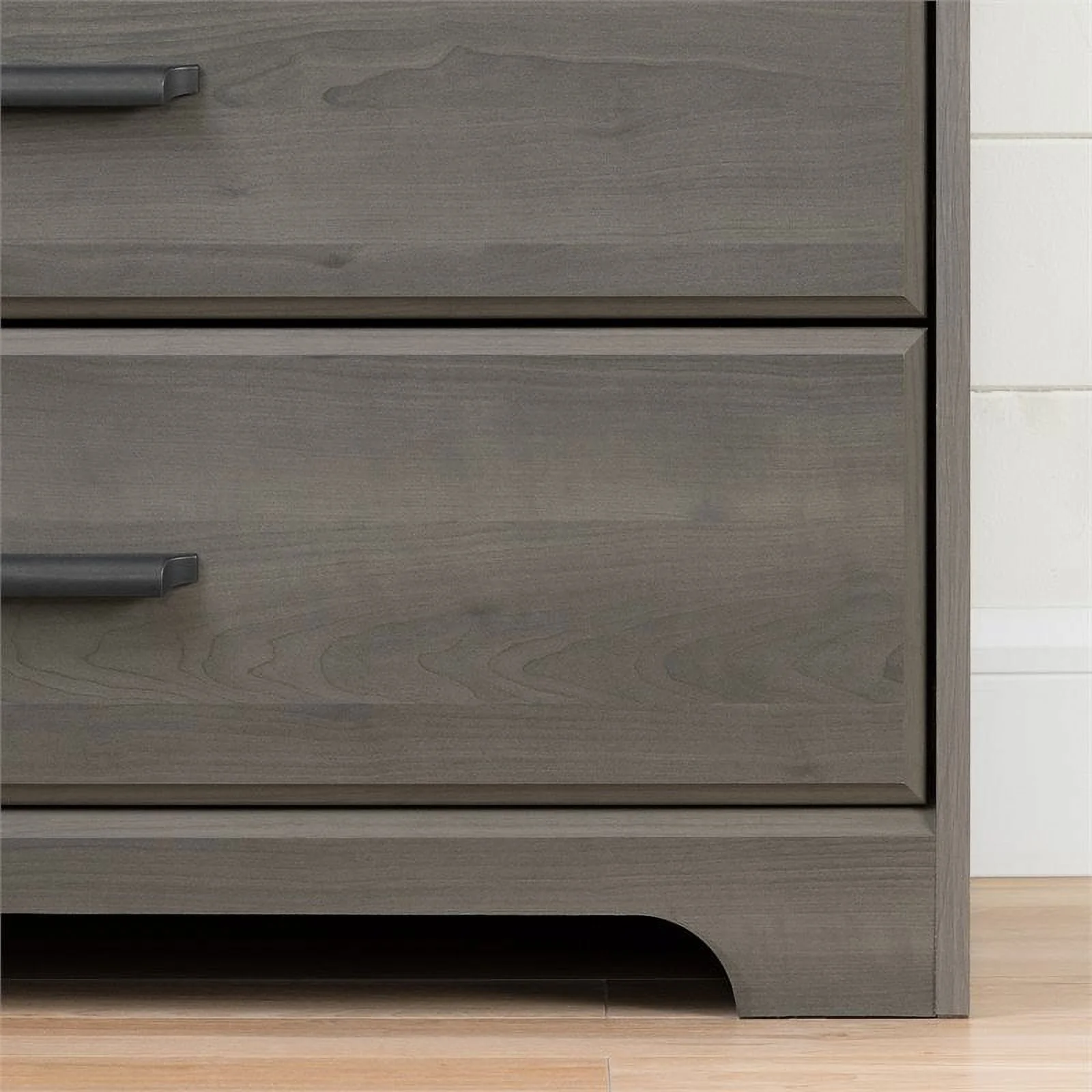 Home Square 2 Drawer Wood Nightstand Set in Gray Maple (Set of 2)