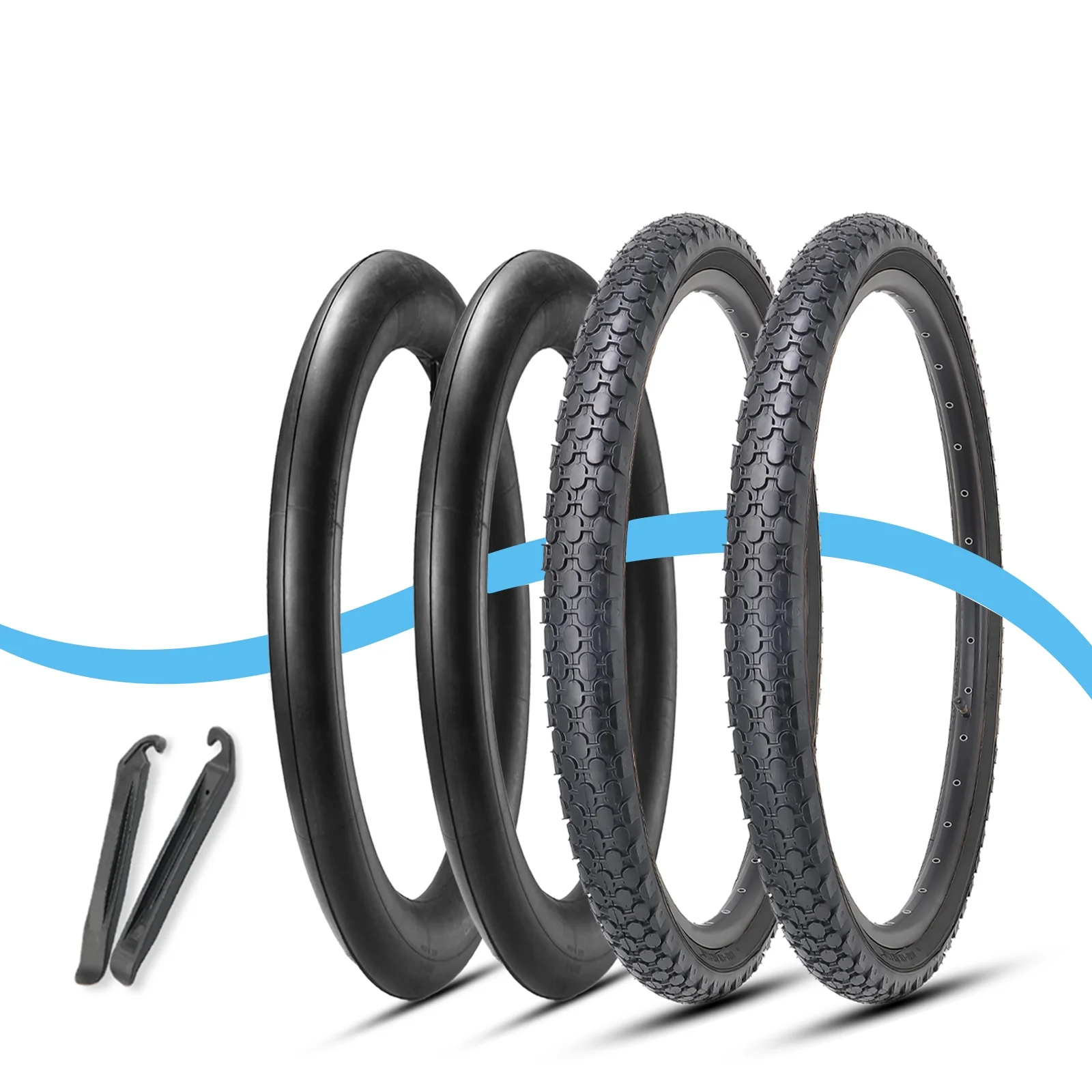 MOHEGIA Beach Cruiser Bike Tires Replacement Kit with 26 x 2.125 Inch Folding Bicycle Tires,Inner Tubes and Tire Levers (2 Packs)