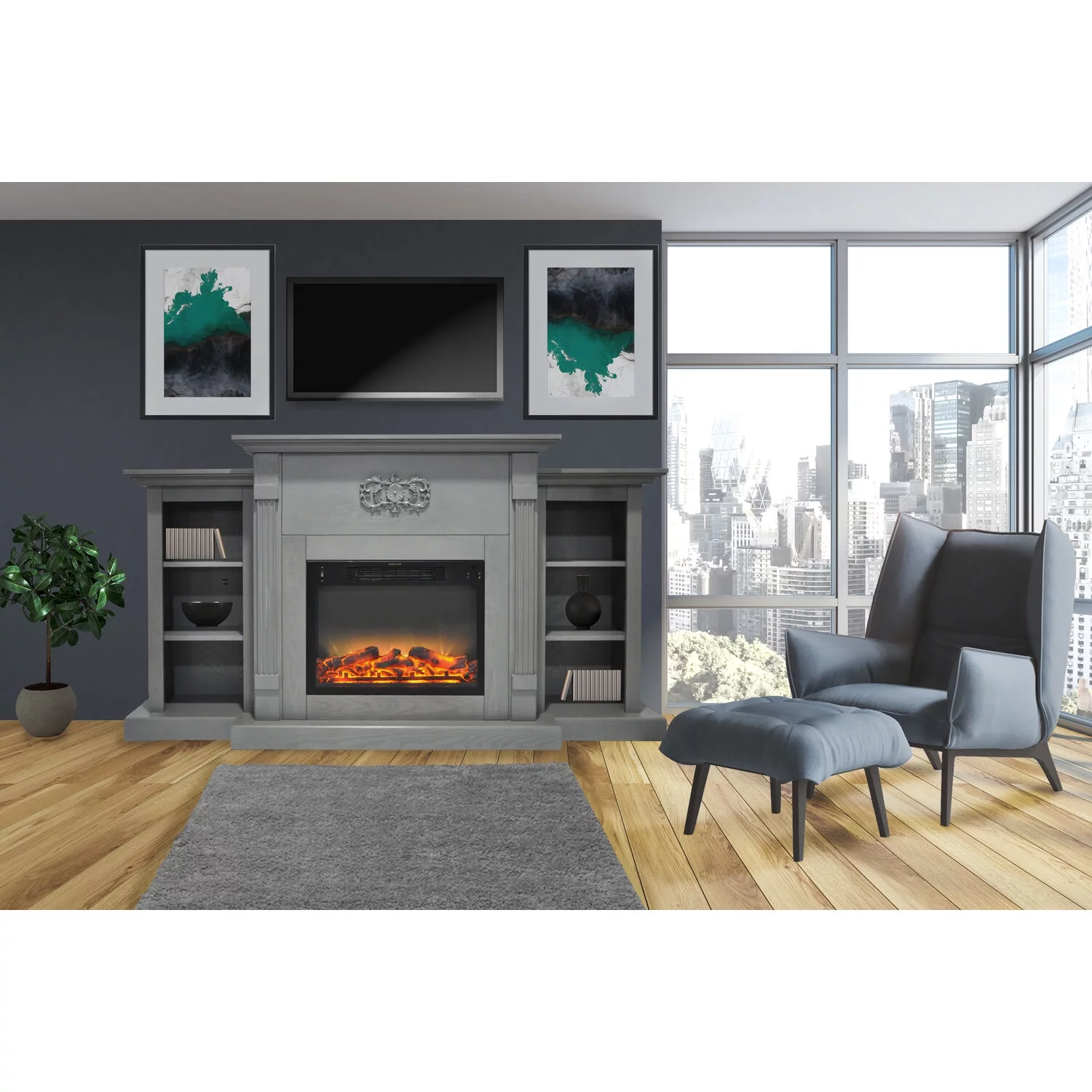 Cambridge Sanoma Electric Fireplace Heater with 72