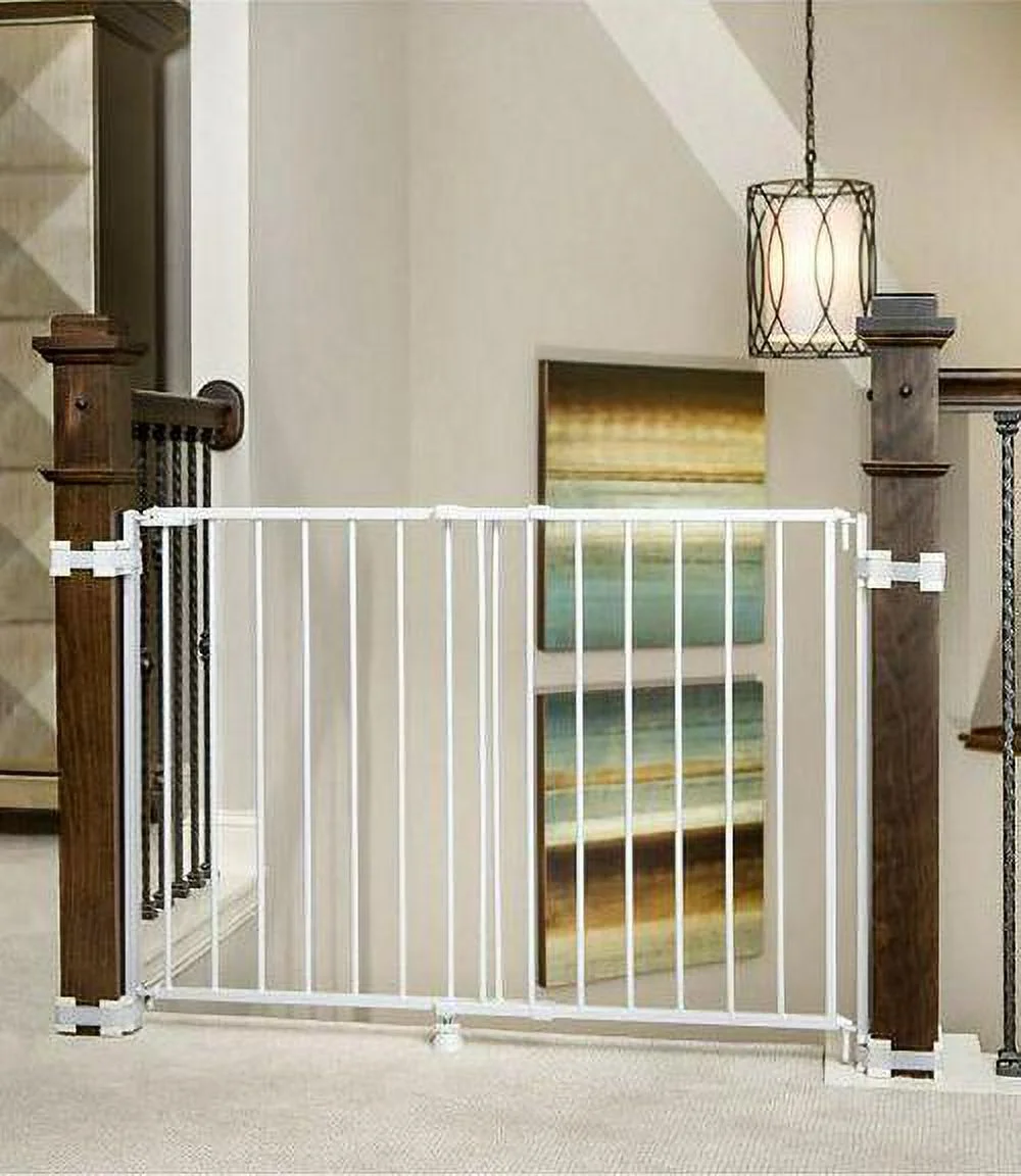 Regalo Top Of Stairs Expandable Metal Pet Gate, With Mounting Kit, 28 in. to 43 in., White
