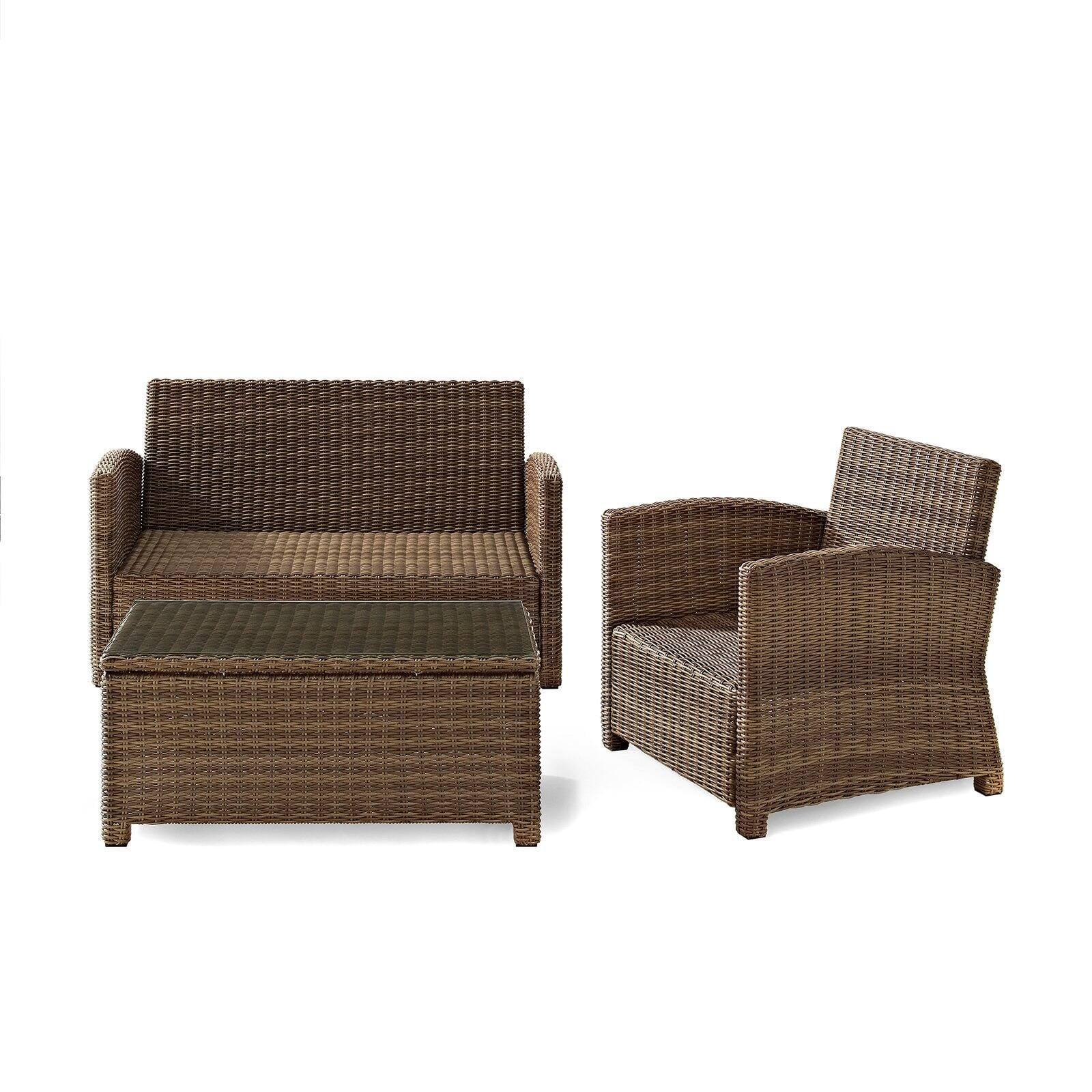 Crosley Furniture Bradenton 3 Piece Fabric Patio Sofa Set in Brown and Navy