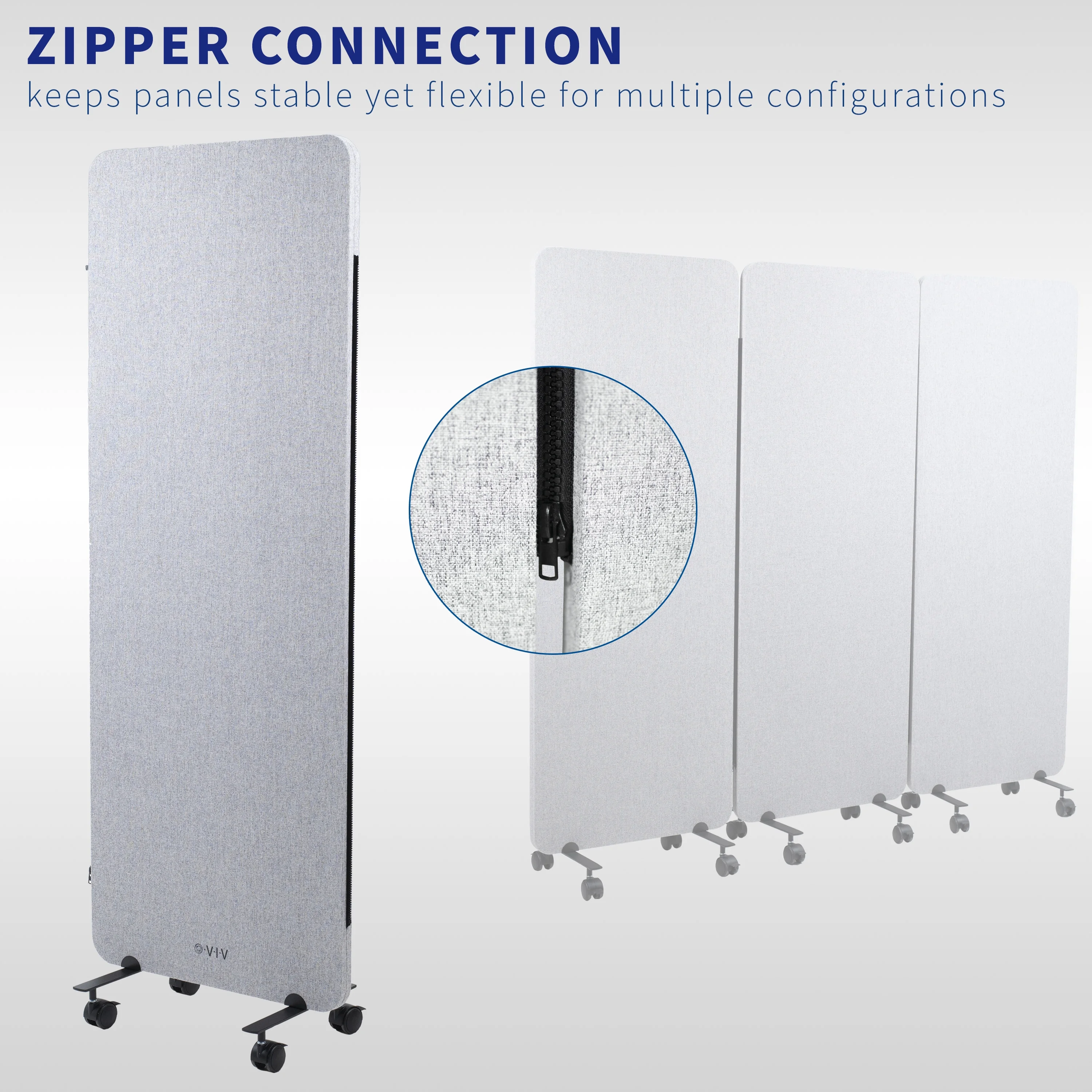 VIVO Gray 24 x 66 inch Mobile Privacy Panel Office Partition on Wheels