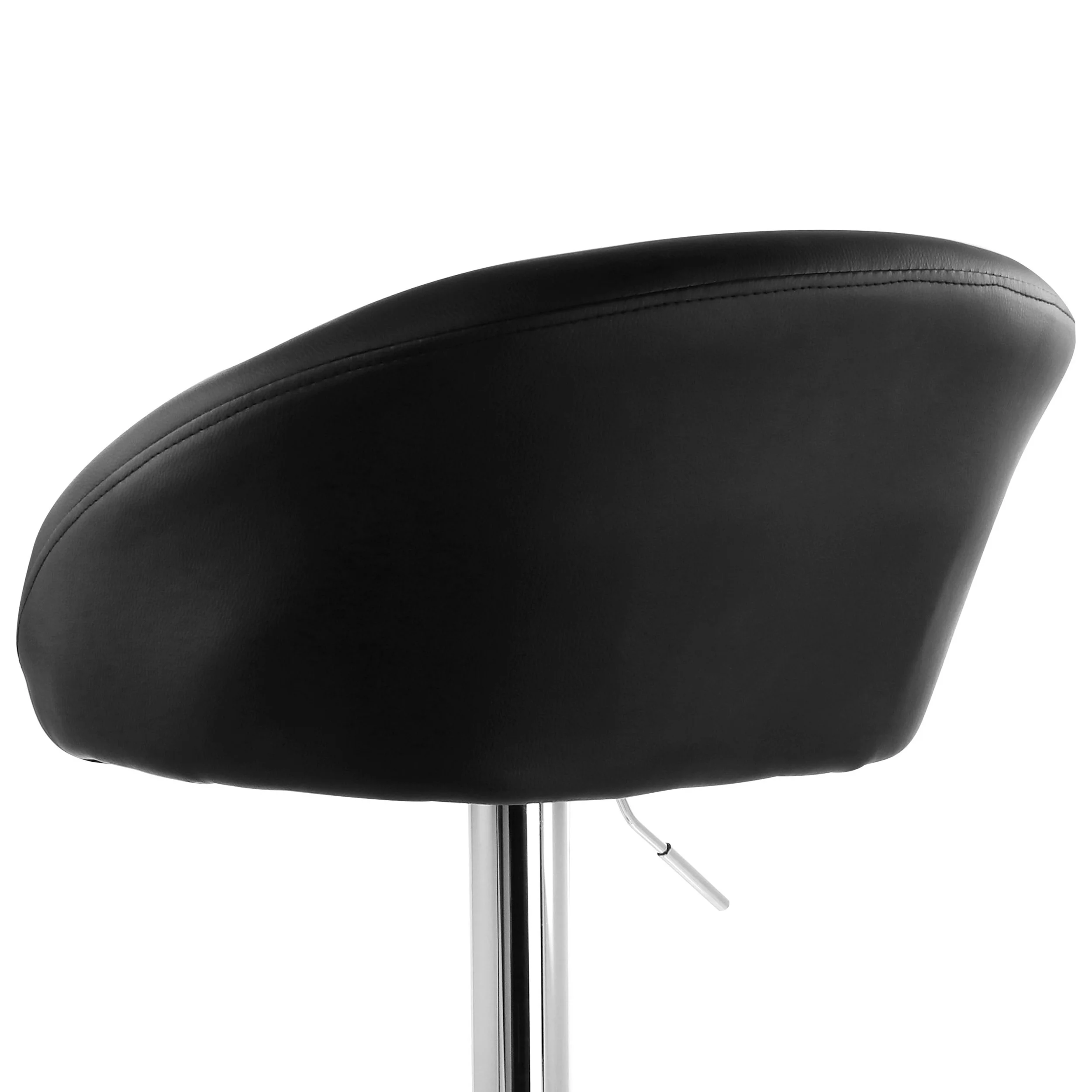 Elama 2 Piece Adjustable Faux Leather Bar Stool in Black with Chrome Base