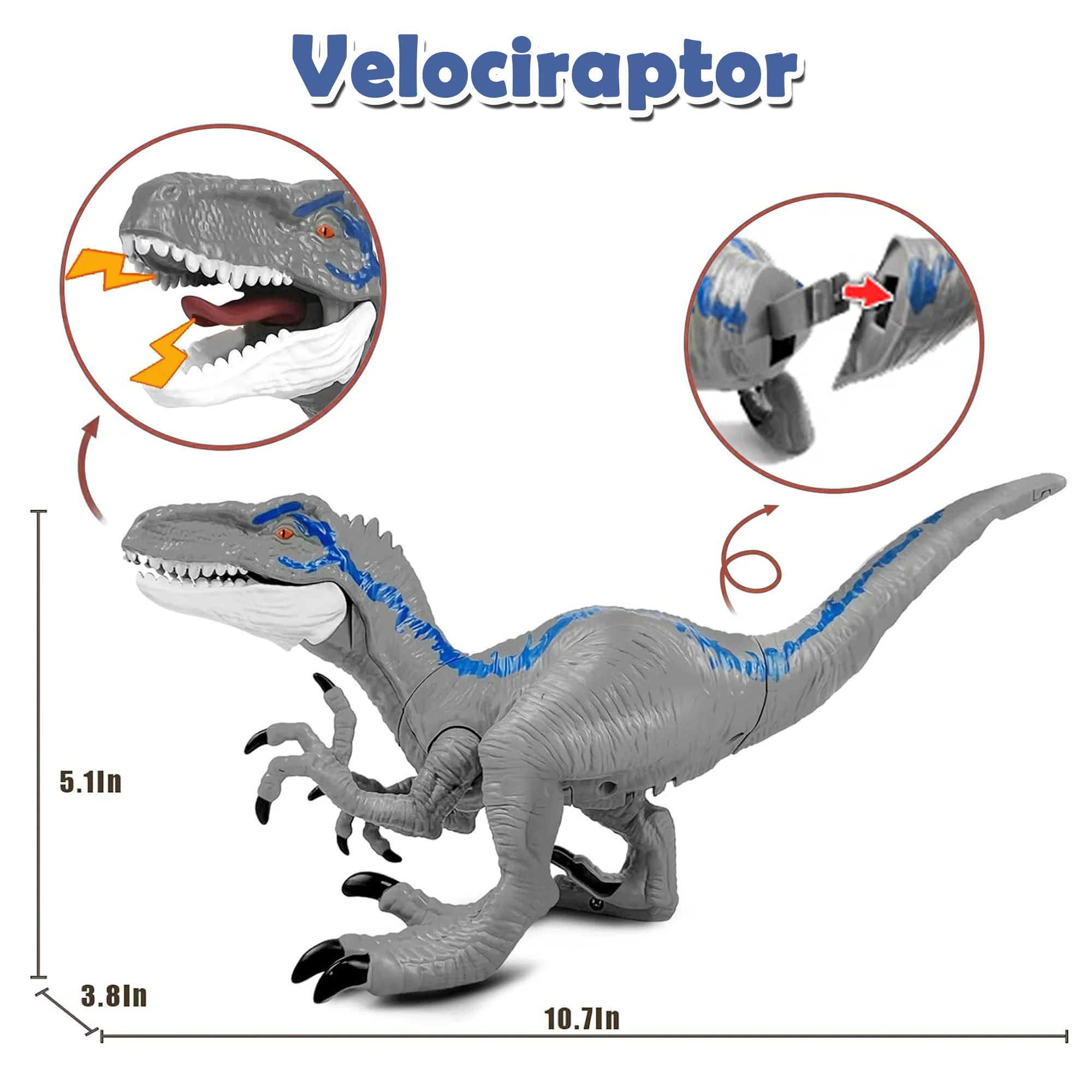 Richgv 2PCS Dinosaur Toys for Kids 3-5, Moving Dinosaur Kids Toys Tyrannosaurus Rex Velociraptor with Roaring Sound Toys for Boys