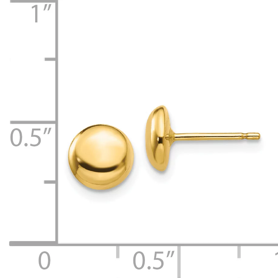 Primal Gold 14 Karat Yellow Gold Polished Half Ball Post Earrings