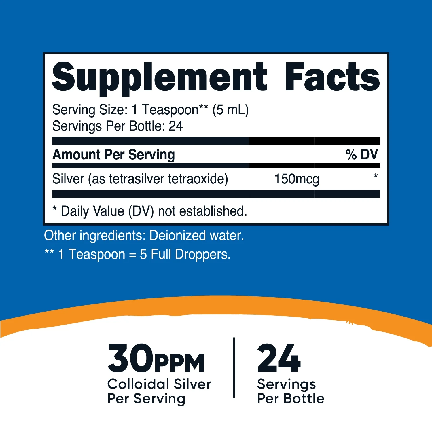 Nutricost Colloidal Silver 4oz 30PPM - Cobalt Blue Glass Bottles, Bio-Active Colloidal Silver