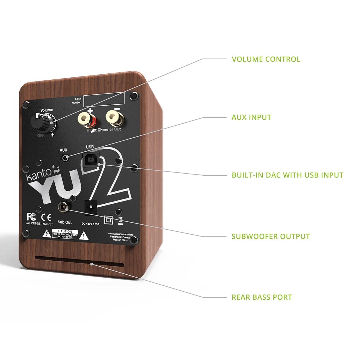 Kanto YU2 Powered Desktop Speakers - Pair (Walnut)