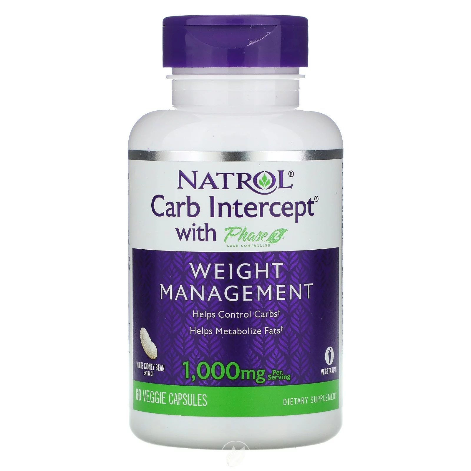 (3 Pack) Natrol, Carb Intercept with Phase 2 Carb Controller, 1,000 mg, 60 Veggie Caps