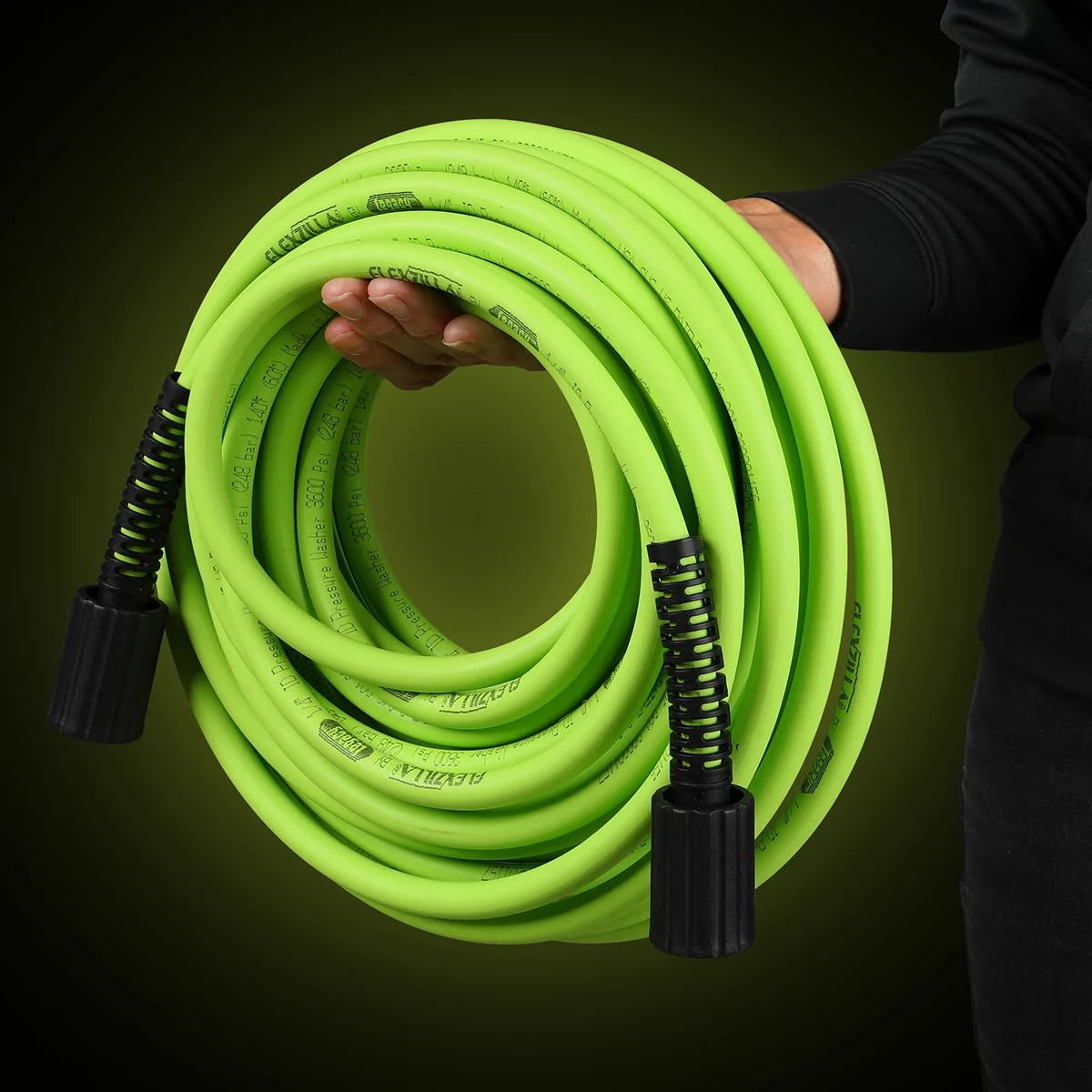 Flexzilla Pressure Washer Hose, 1/4 in. x 25 ft., 3100 PSI, M22 Fittings, ZillaGreen