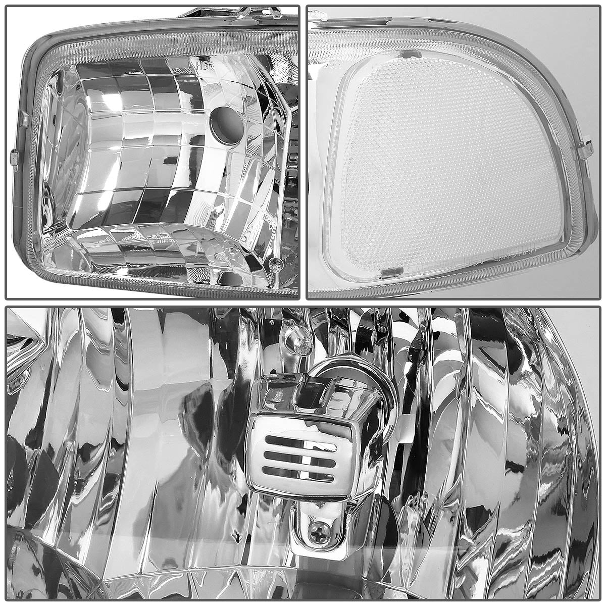DNA Motoring HL-OH-SIE99-CH-CL1 For 1999 to 2007 GMC Sierra Yukon GMT800 OE Headlight Chrome Housing Clear Corner Headlamps 00 01 02 03 04 05 06