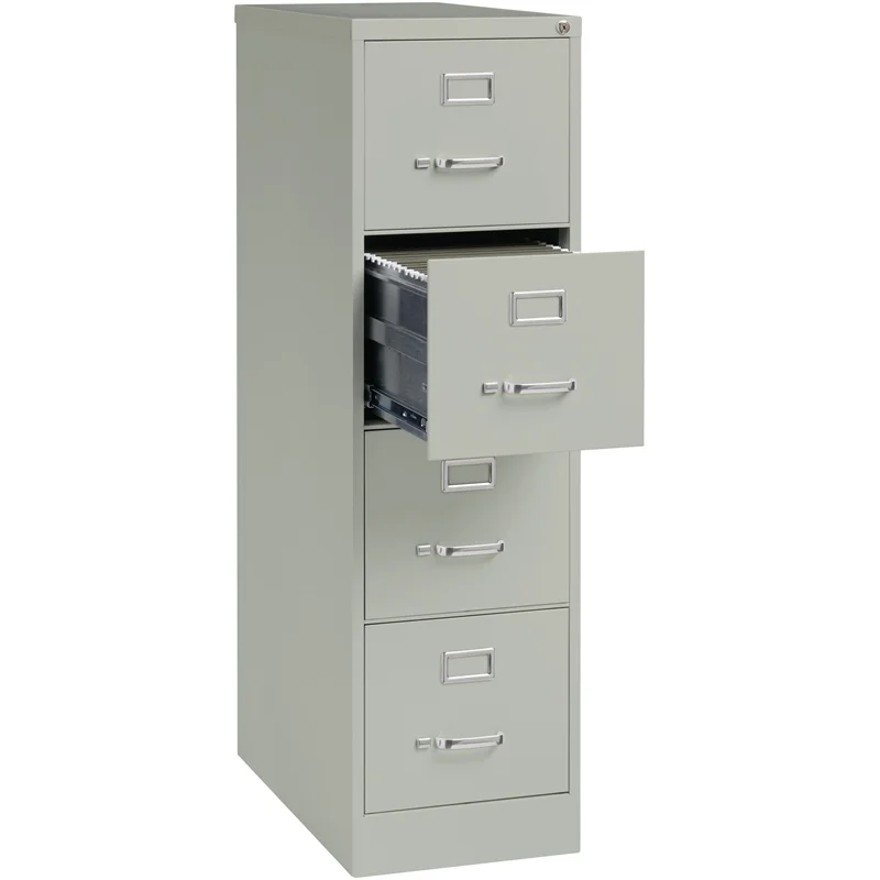 Home Square 4 Drawer Vertical Wood Filing Cabinet Set in Light Gray (Set of 2)