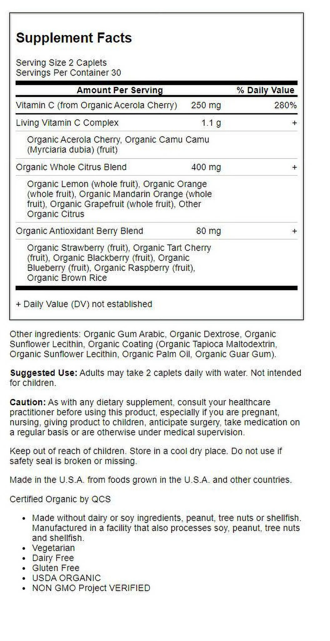 Garden of Life Living Vitamin C 60 Cplts