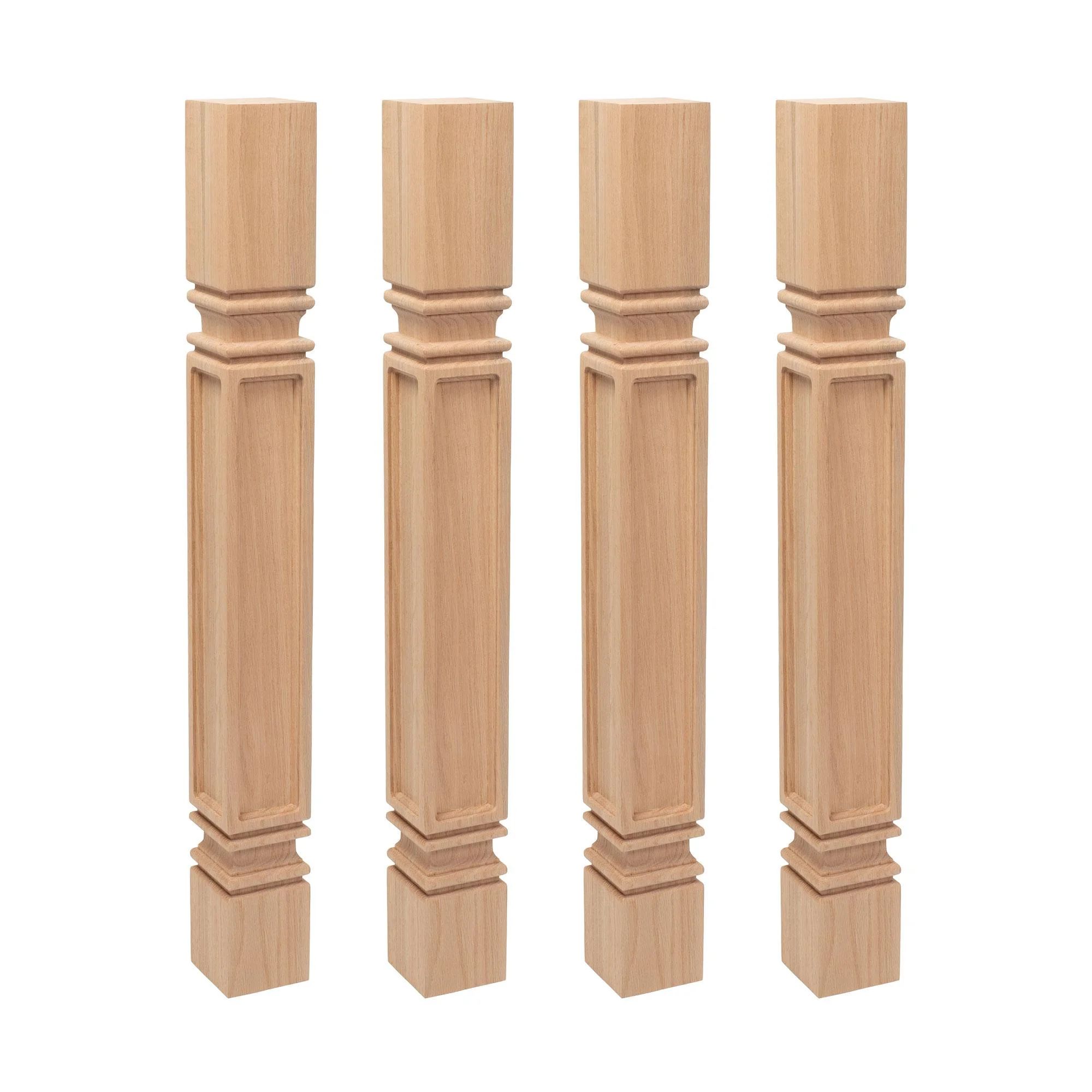 Designer's Edge Millwork 35-1/4 in. High x 3-3/4 in. Wide x 3-3/4 in. Depth Unfinished North American Solid Red Oak Mission Kitchen Island Leg 4 Pack