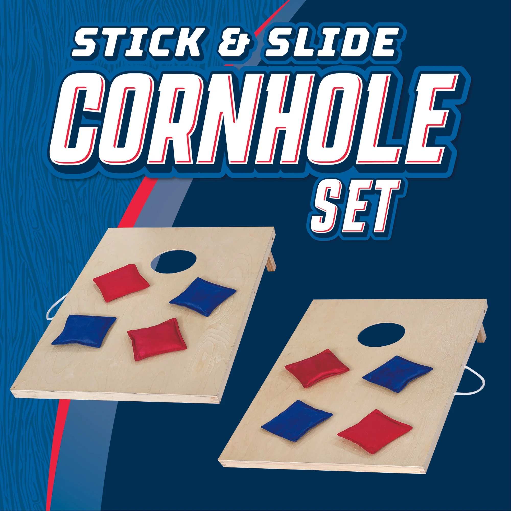 Cornhole Wooden, Stick and Slide, 8 bean bags, by MinnARK