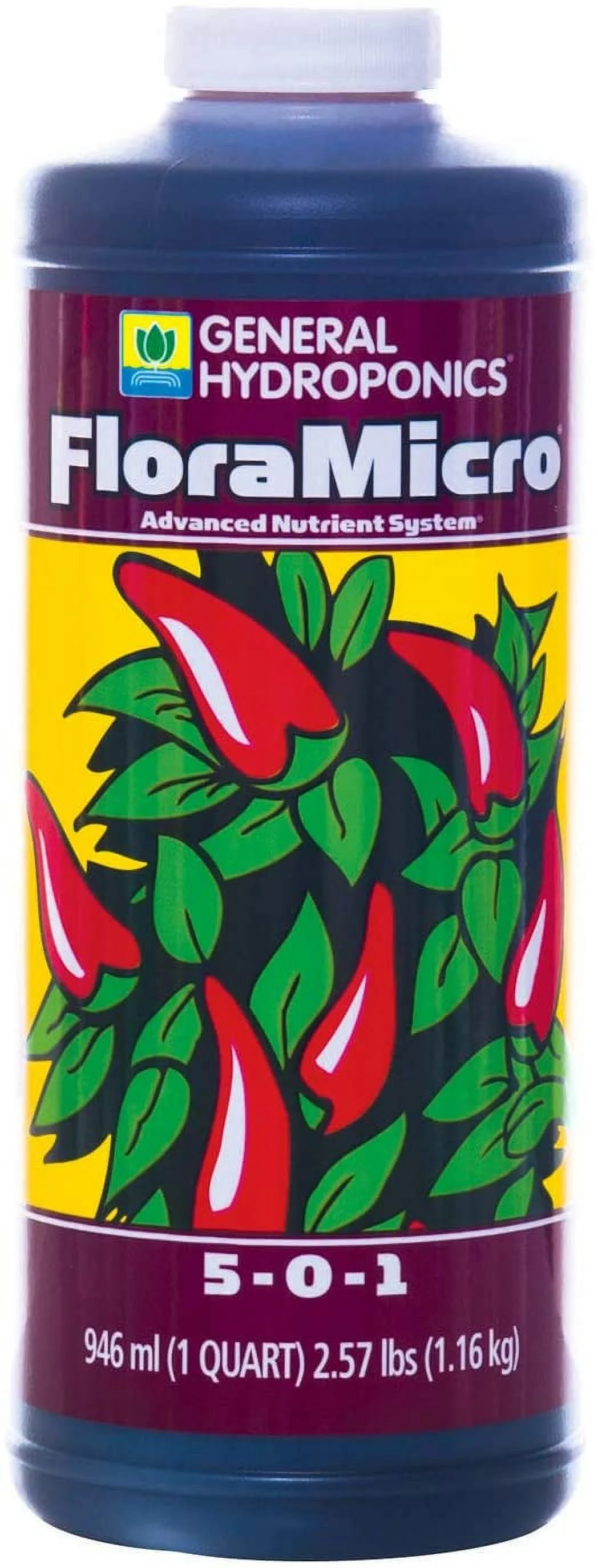General Hydroponics Flora Series: FloraMicro, FloraBloom, FloraGro - 3-Part Hydroponic Nutrient System, 1 qt. Bottles