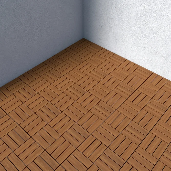 Ozarke DIY Wood Deck Tiles, 12 x 12 inches Waterproof Interlocking Wood Tiles, 16 Tiles (16Sq.Ft) - Natural Color