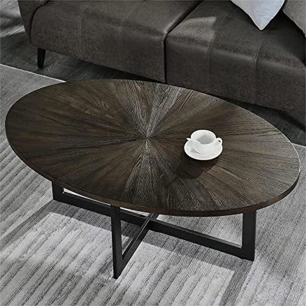 TJUNBOLIFE Oval Coffee Tables for Living Room  Rustic Coffee Table with Wood Tabletop and Metal Legs  Industrial Modern Oval Wood Coffee Table  47.9" L x 30" W x 18.2" H  Natu