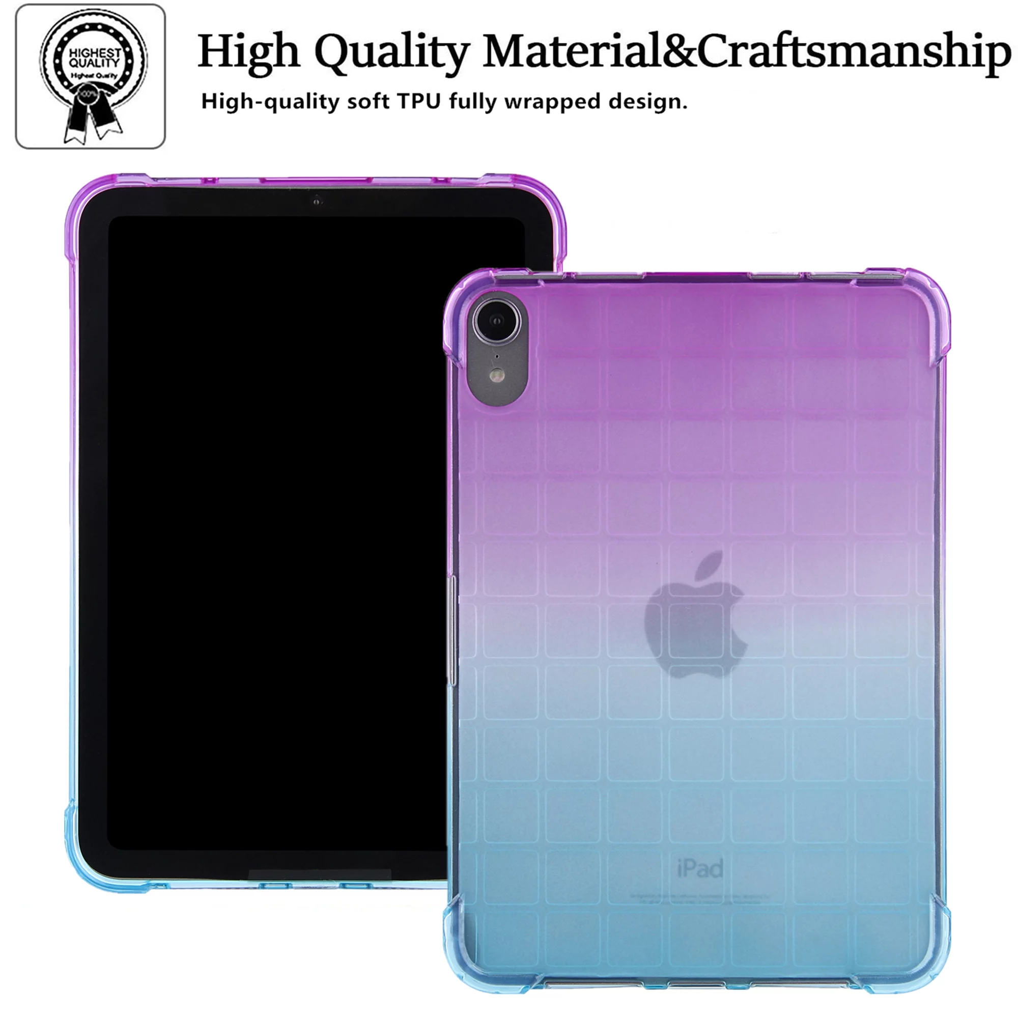 K-Lion Slim Clear Case for iPad 10th Generation 10.9 inch 2022, Shockproof Lightweight TPU Protective Gradient Case Raised Edge Transparent Back Cover for iPad 10th Gen,Purple + Green