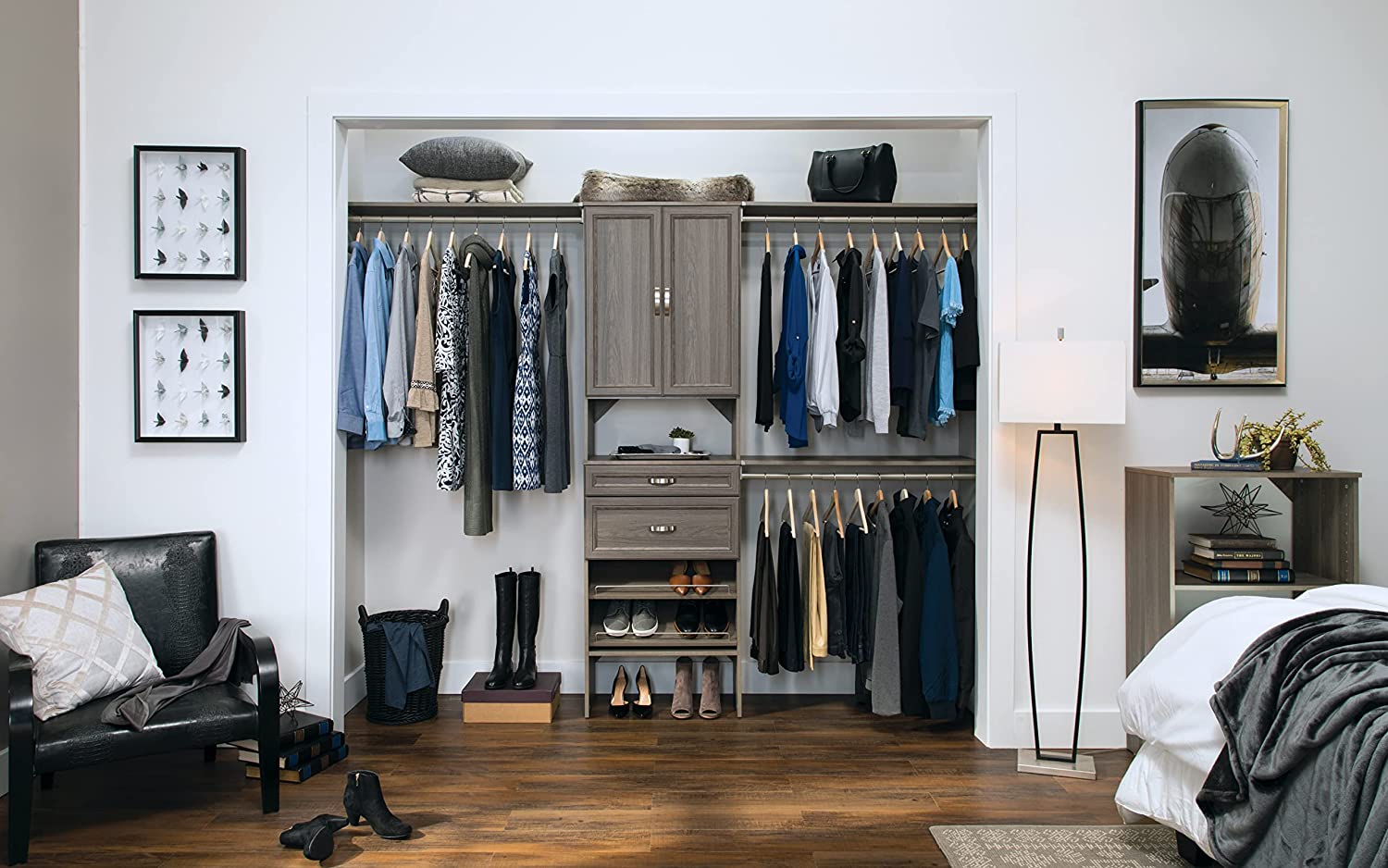 SuiteSymphony Wood Drawer, Add On Accessory, Shaker Style, for Storage, Closet Clothes, x 10” Size for 25 in. Units, Graphite Grey/Satin Nickel