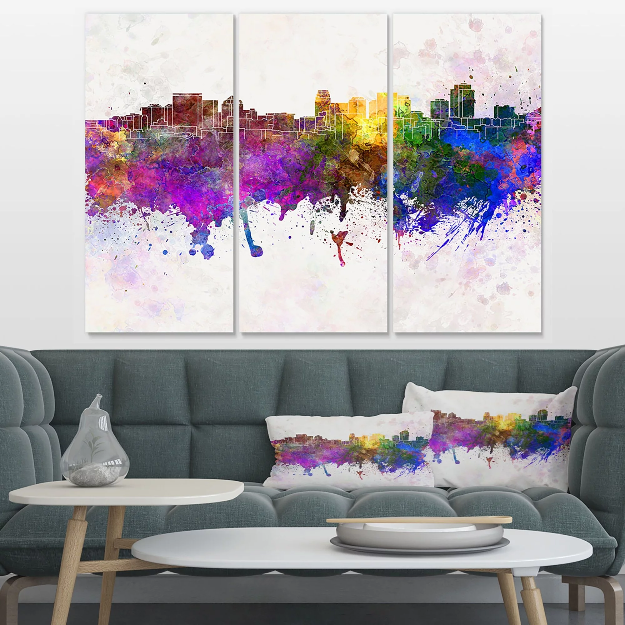 Design Art Salt Lake City Skyline Cityscape 5 Piece Painting Print on Wrapped Canvas Set