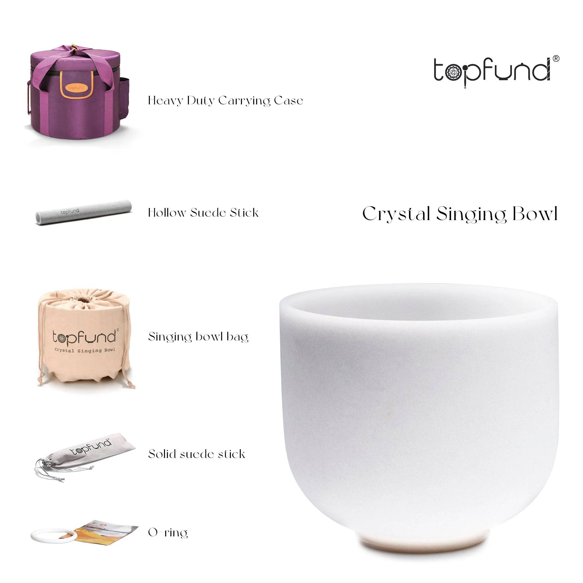 TOPFUND A# Note 8 inch Crystal Singing Bowl Pineal Chakra with Heavy duty carrying case and Suede Stick