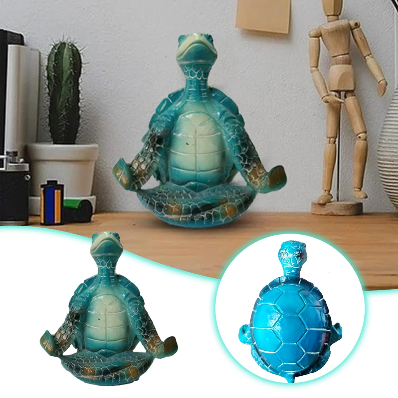 Crutches Ornament Sea Turtle Meditation Yoga Decor Sea Turtle Meditating Coastal Beach Decorations Zen Yoga Resin Sea Turtle Statue For Home Office Decorations