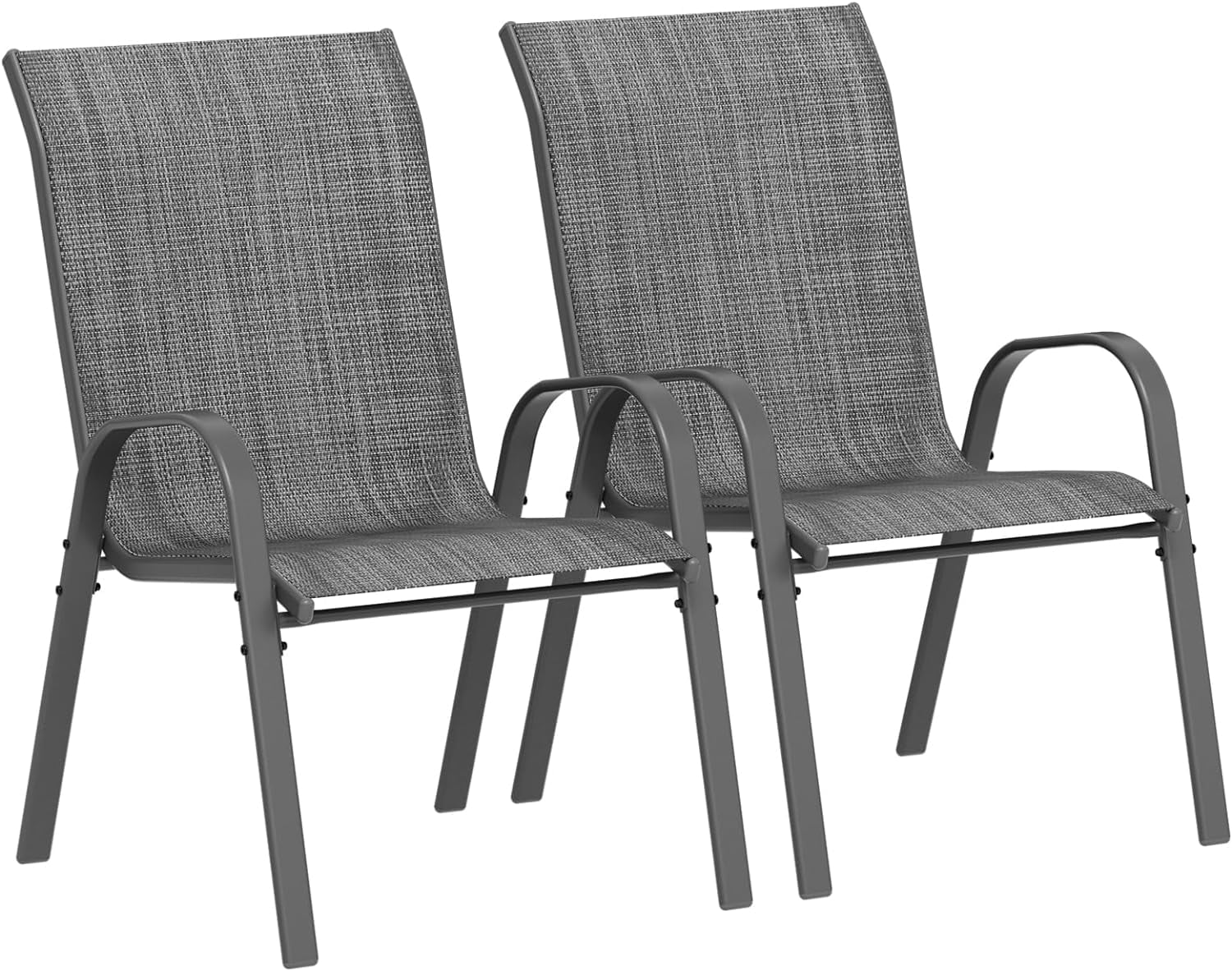 Techmilly Patio Dining Chairs Set of 2, Outdoor High Stacking Chairs, Backyard Deck Garden Chairs, Indoor Breathable High-Density Fabric Chairs, Restaurant Kitchen Dining Trattoria Chairs Grey