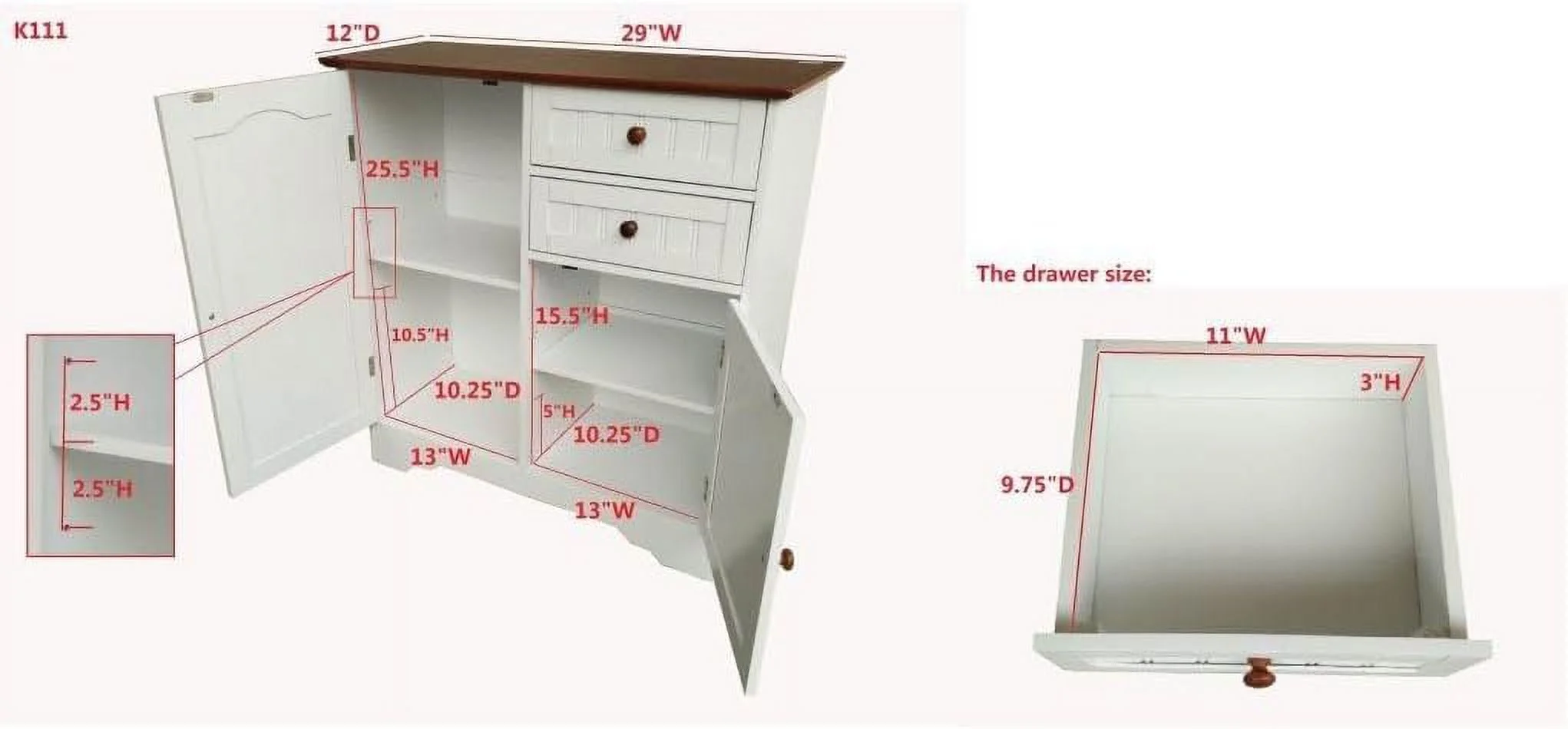 TJUNBOLIFE K and B  Co Inc White Wood Kitchen  Cabinet