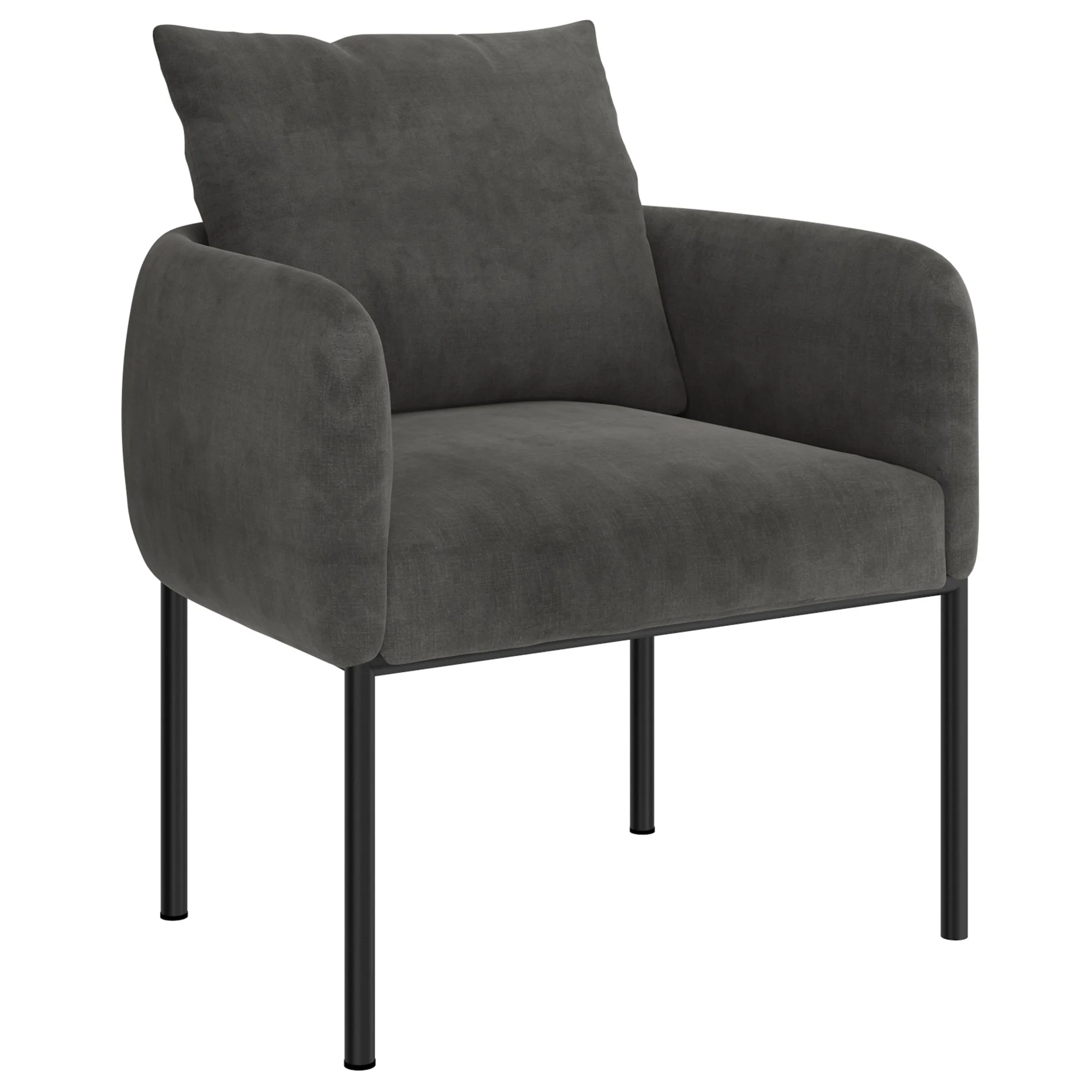 Modern Upholstered Accent Chair Tuxedo Arms Low Back Barrel Chair Charcoal