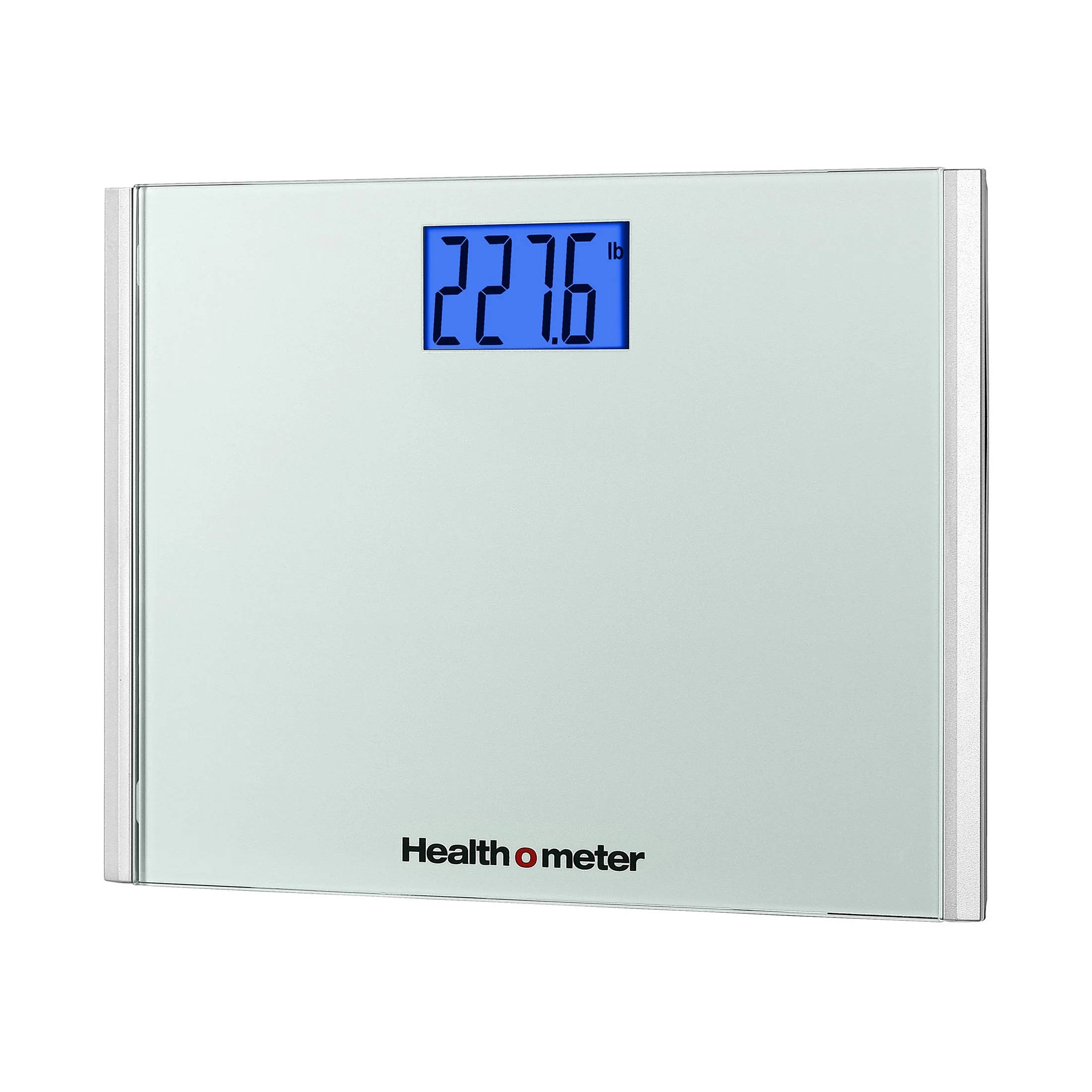 Health o meter Extra Wide Digital Scale, 440 lbs Capacity, Backlit LCD Display, Glass Platform, Silver