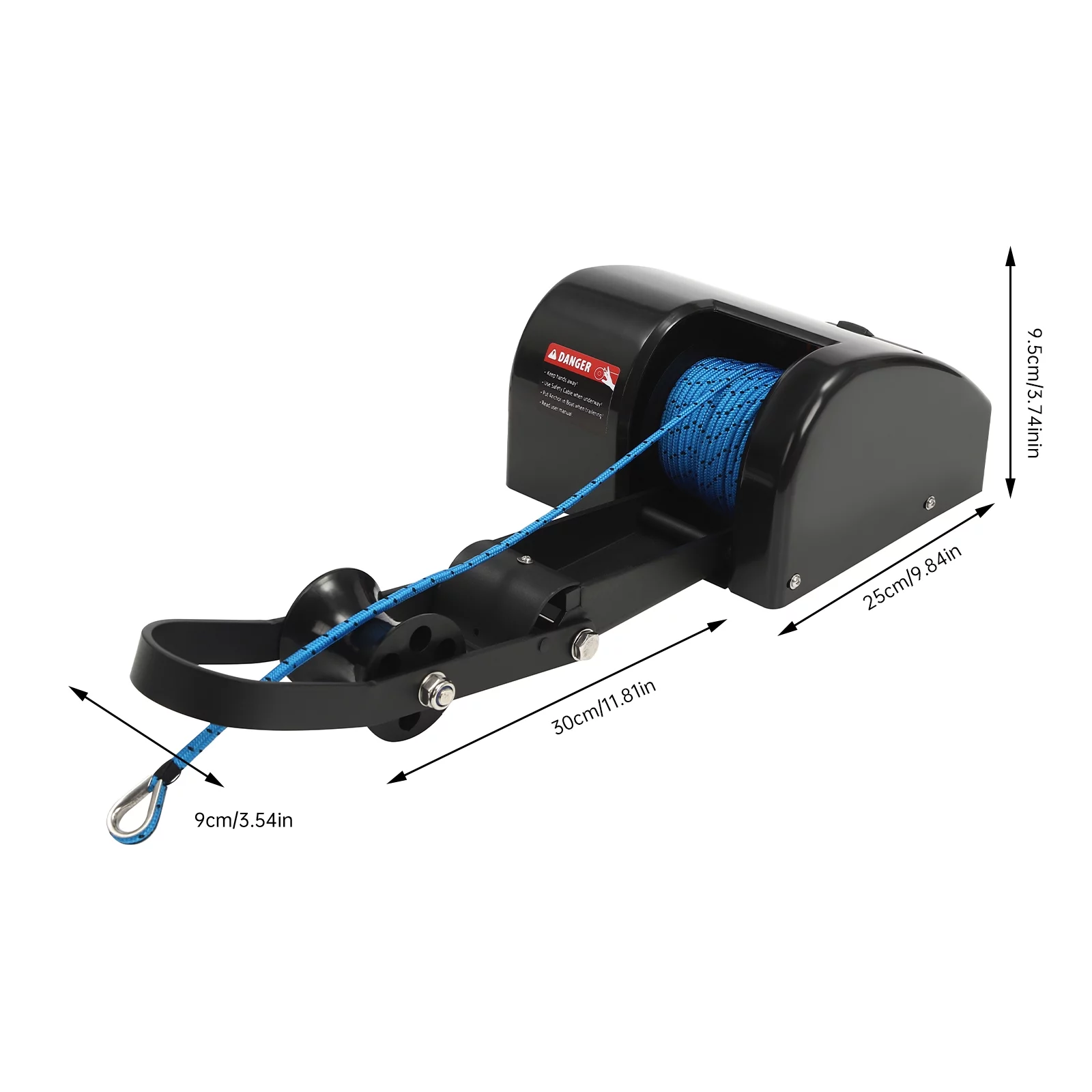 Aiqidi 35LBS Electric Anchor Winch with Wireless Remote Control, 12V 27A Marine Saltwater Boat Windlass Kit Black