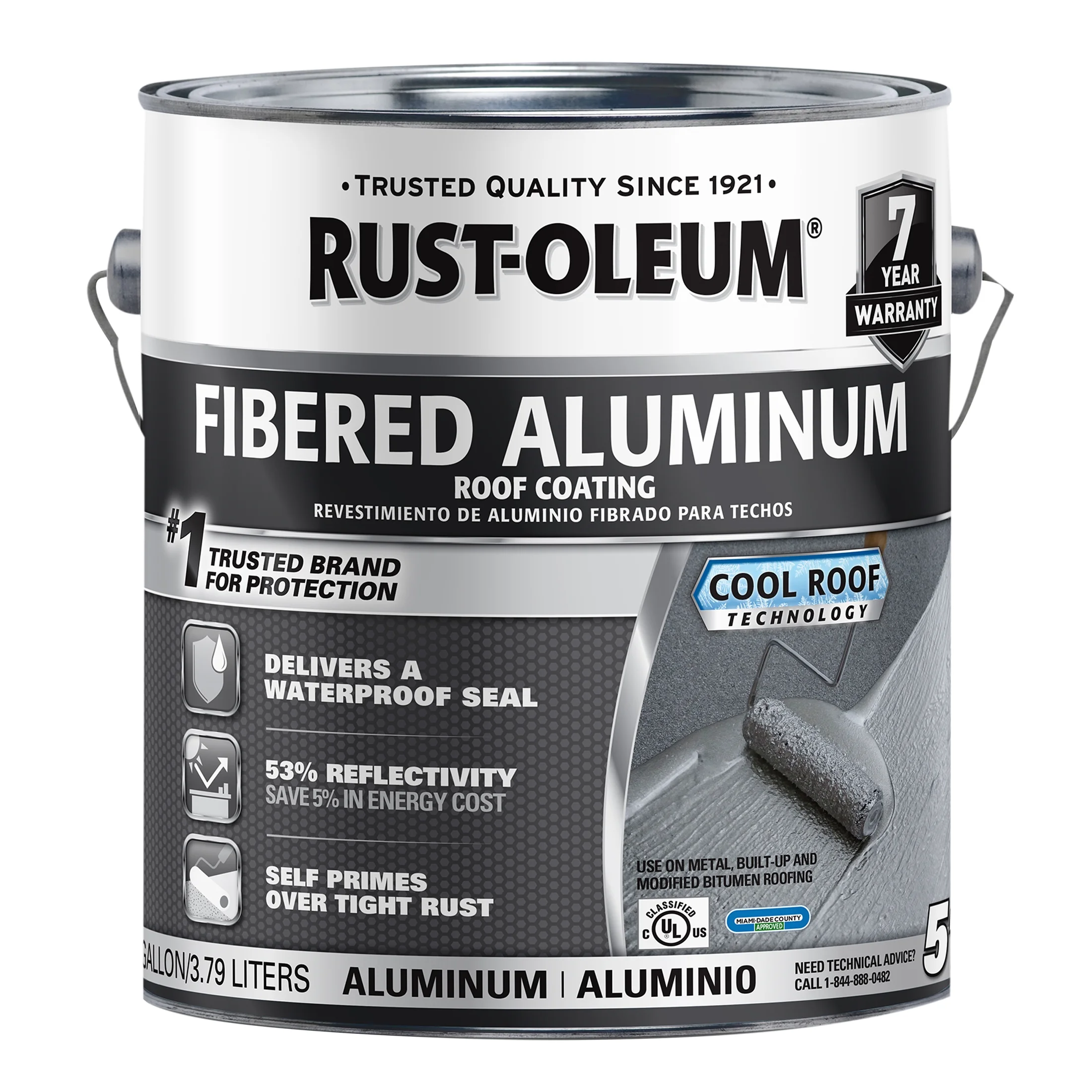 Bright Aluminum, Rust-Oleum 510 Fibered Aluminum Roof Coating - 301907, Gallon- 2 Pack