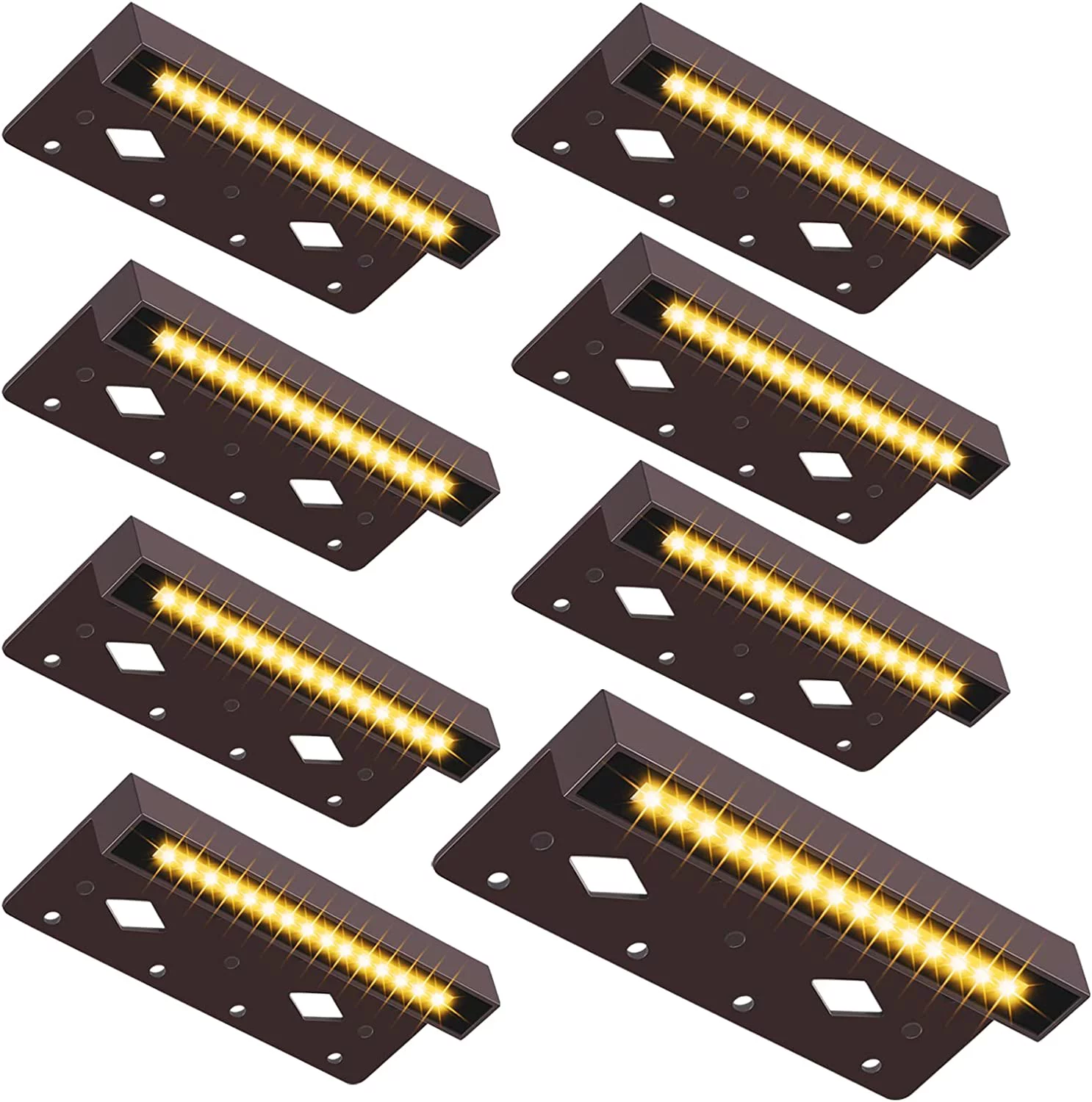 LIANMEI Update 7 Inch Retaining Wall Lights- 8-Pack 4W LED Hardscape Paver Lights, 12V AC/DC Low Voltage Landscape Lighting, 2700K Soft White, IP65 Waterproof, UL Listed Cord for Step Deck Accent