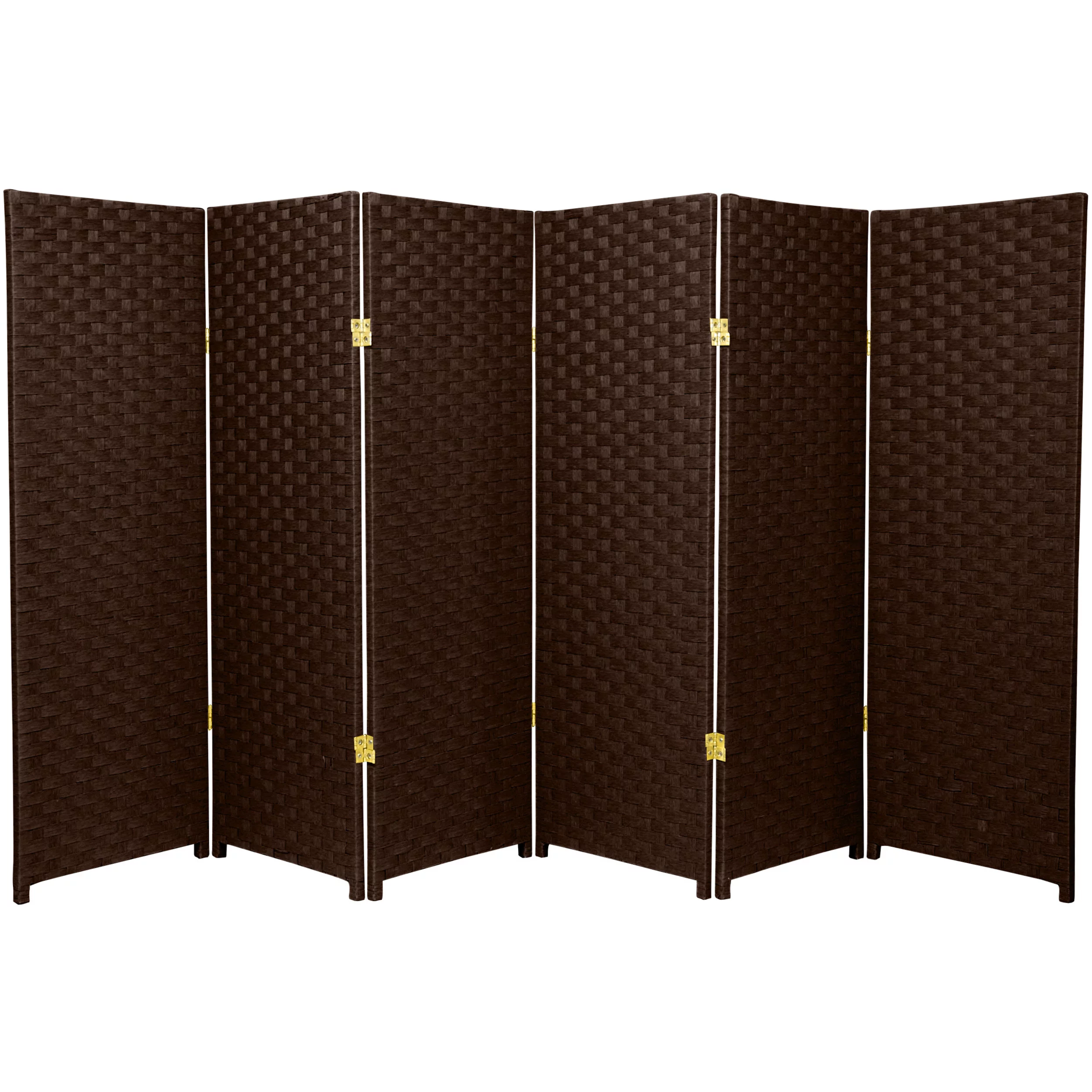 4 ft. Tall Color Dyed Fiber Weave Panel Screen Room Divider - Dark Mocha - 6 Panel