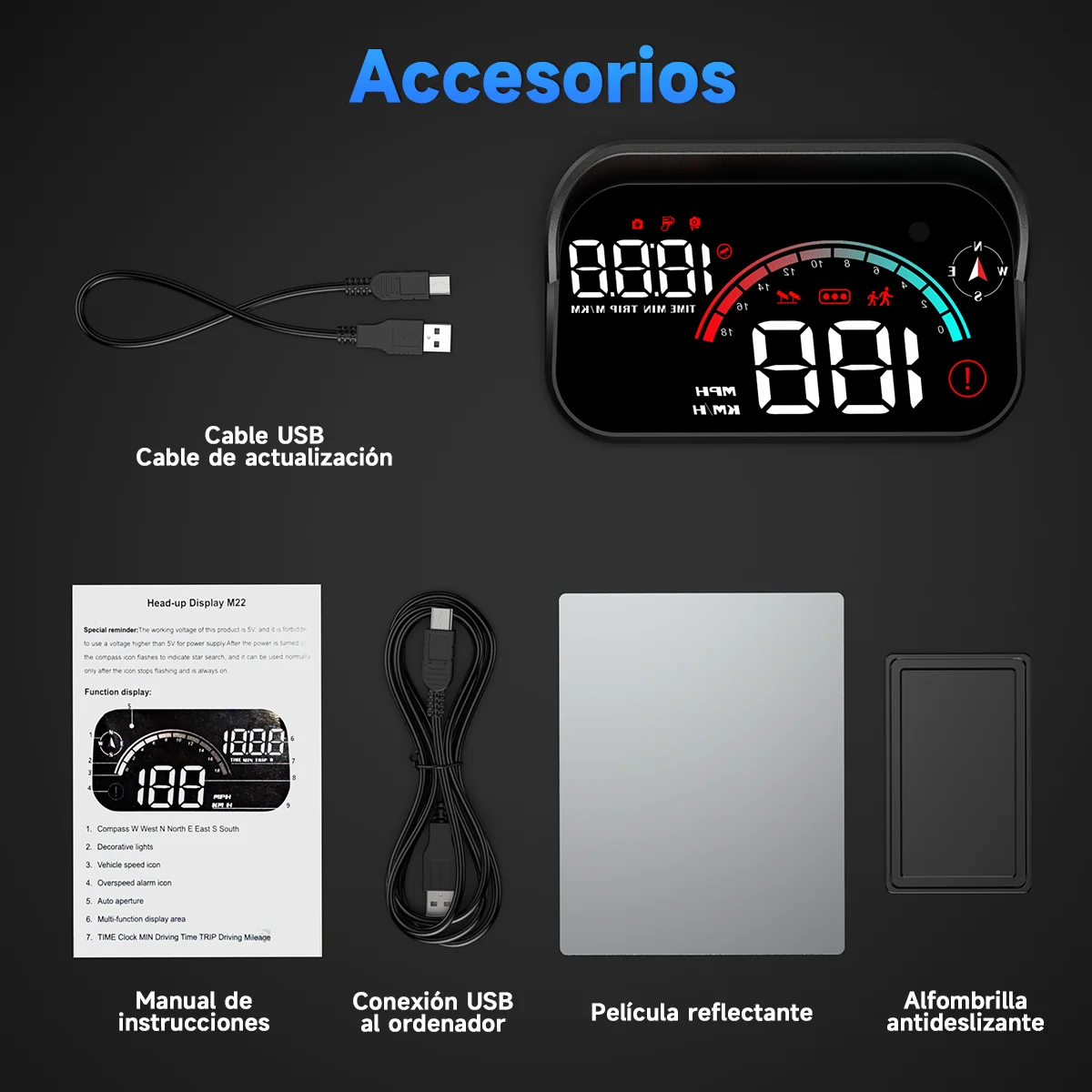 ANCEL M22 Auto HUD Head up Display mph/km Geschwindigkeit Anzeige Alarm LCD DE