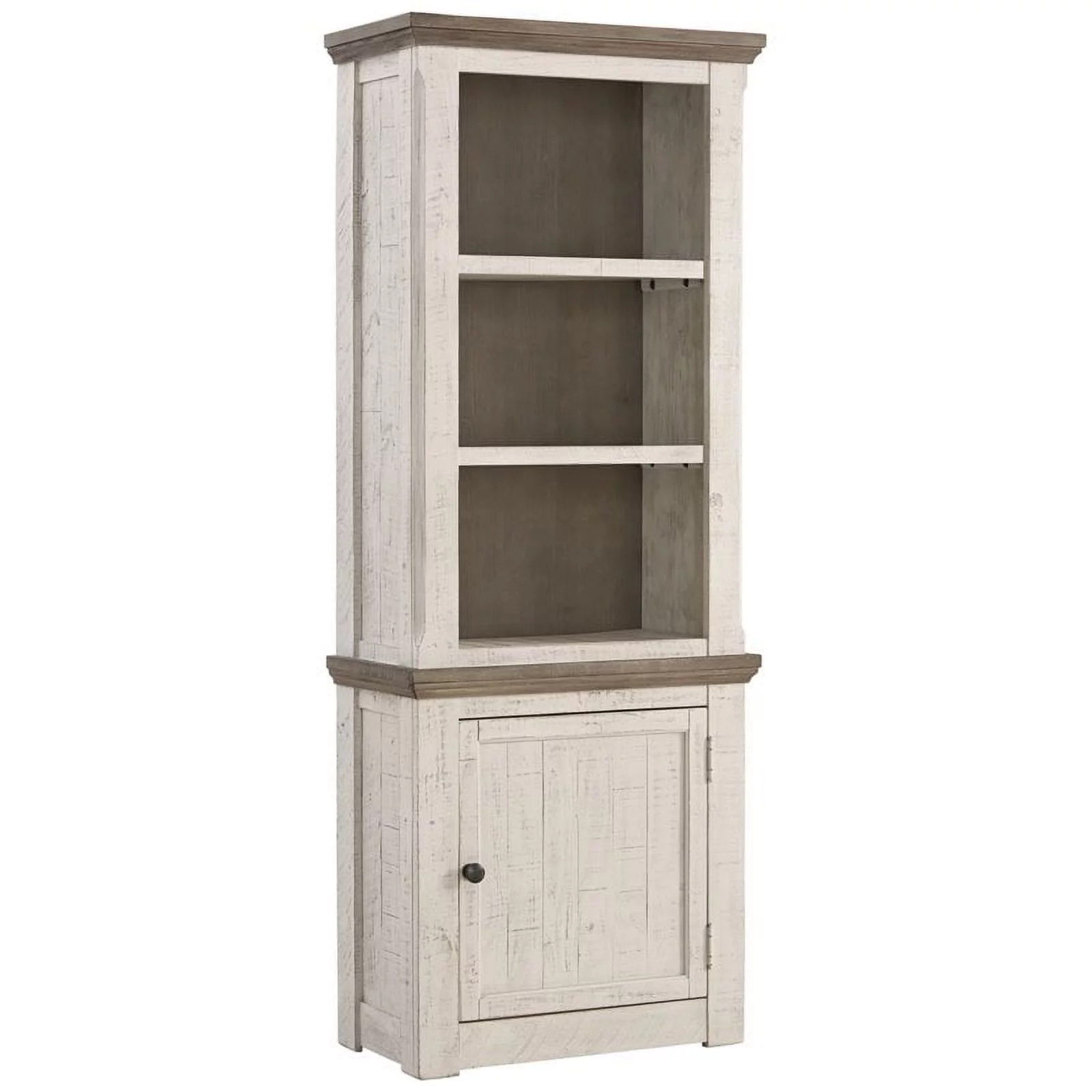 Bowery Hill Right Wood Pier Cabinet in White Wash & Gray