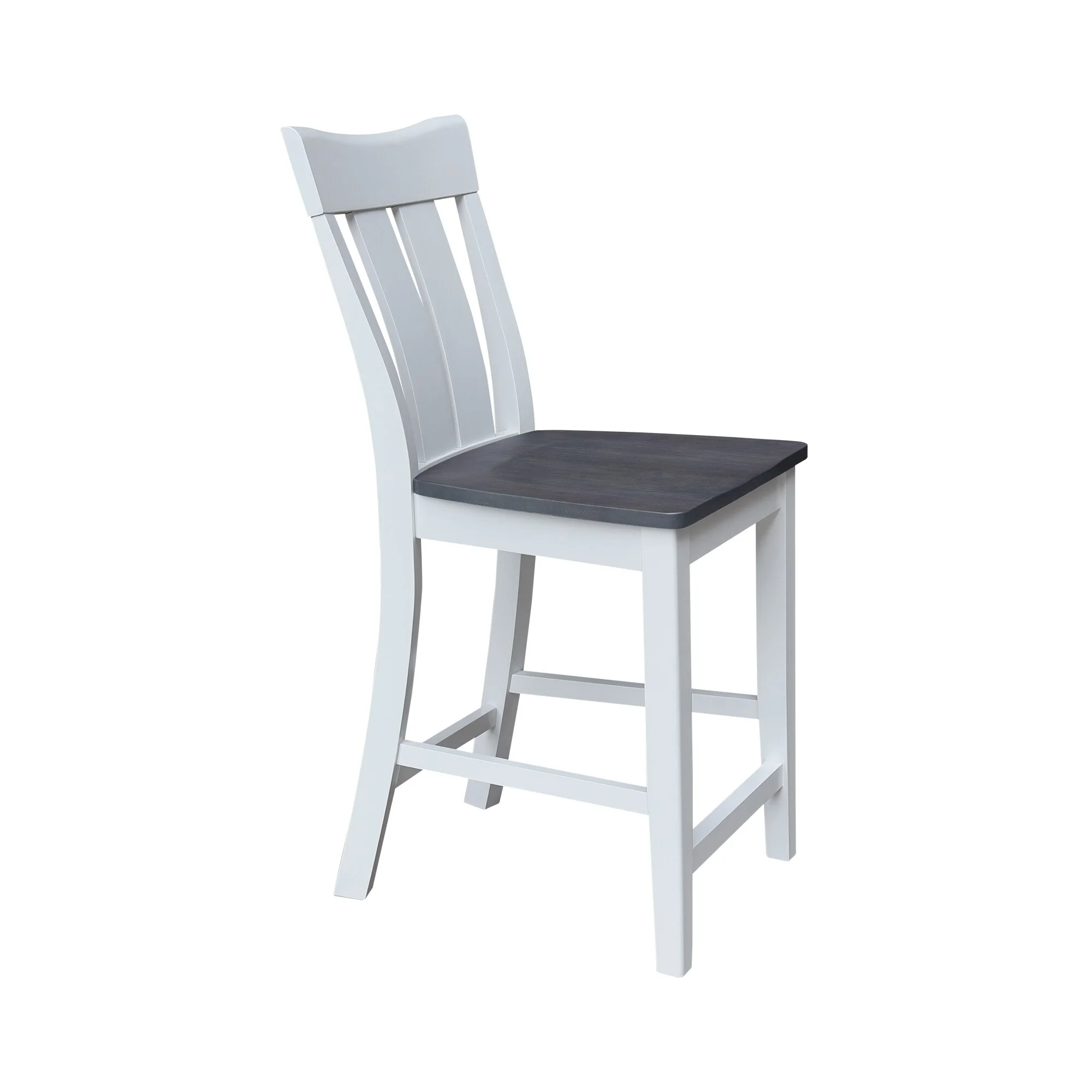 International Concepts Solid Wood Ava Stool White/Heather Gray Counter height, Counter Height