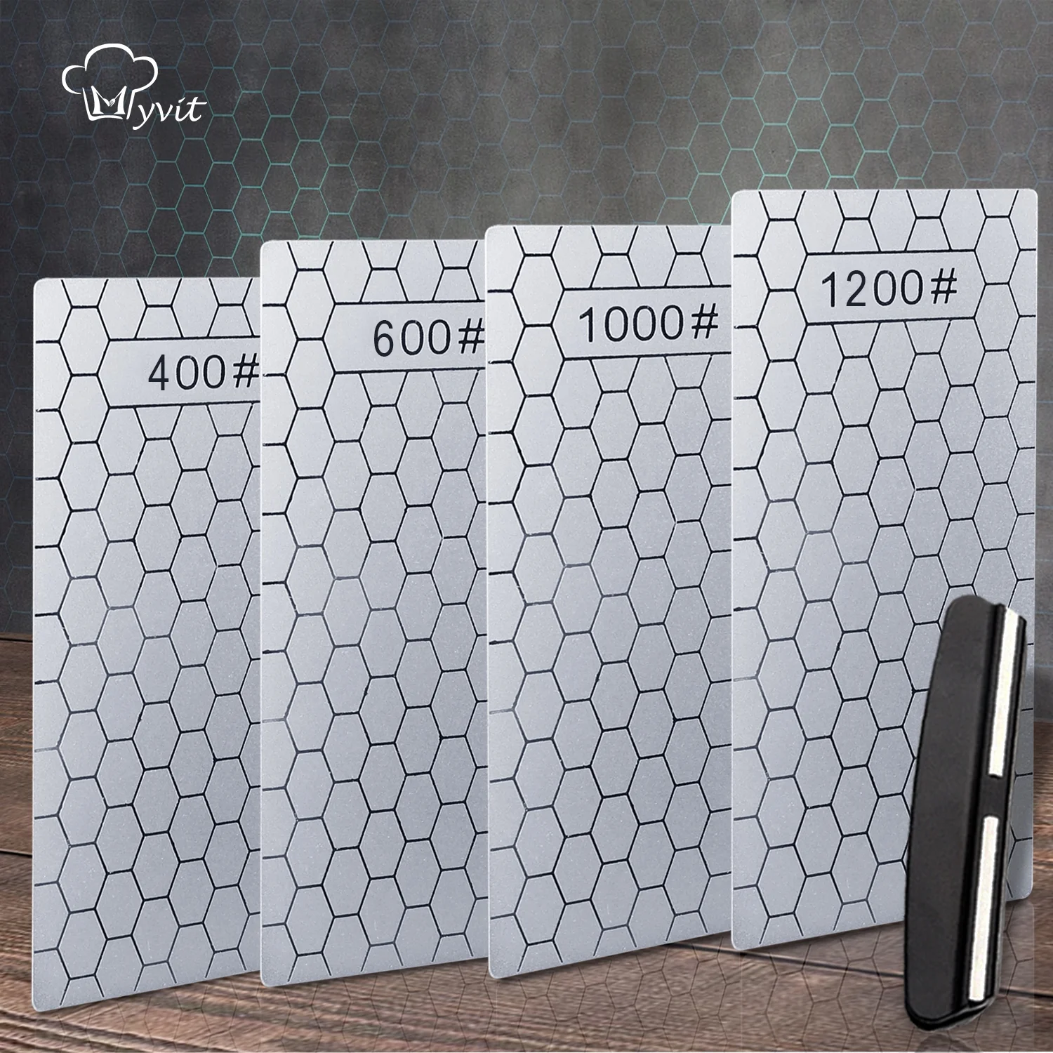 Diamond Knife Sharpening Stone Knives Sharpener for Kitchen 400＃600＃1000＃1200＃ Honeycomb Whetstone Ultra-thin Grindstone Set