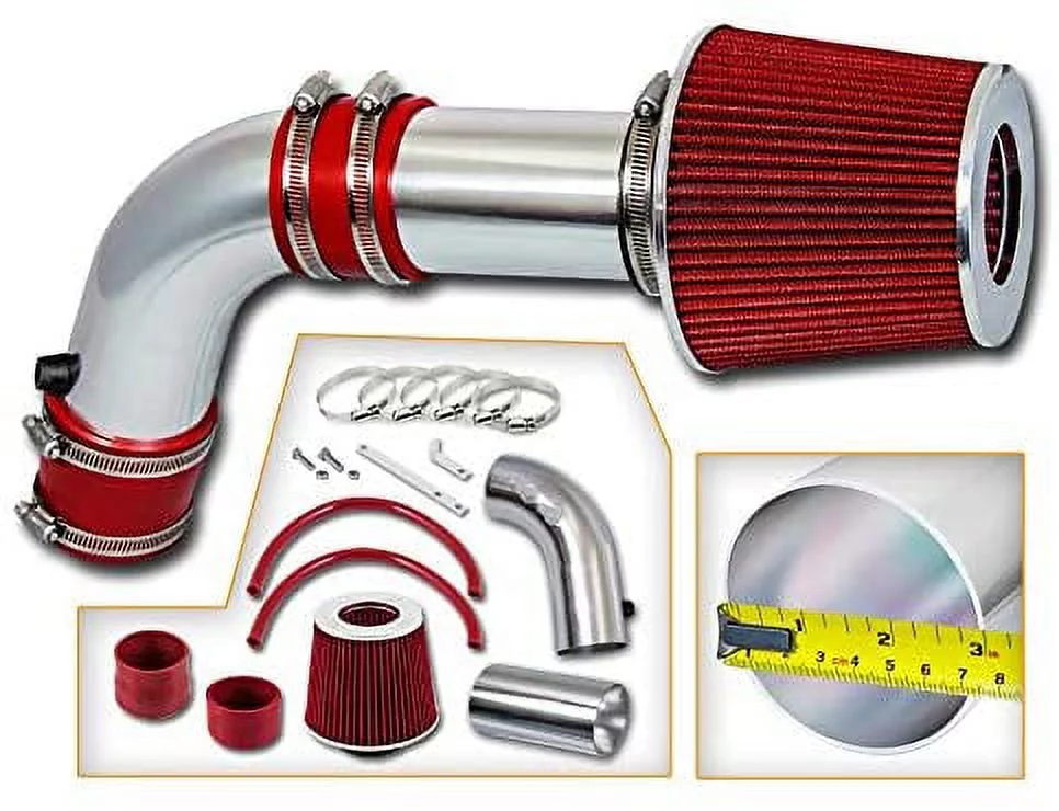 Rtunes Racing Short Ram Air Intake Kit + Filter Combo RED Compatible For 03-06 Accord 2.4L Non-MAF/ 04-07 TSX 2.4L Non-MAF